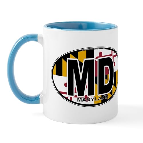 White/Blue Inside - Maryland MD Oval (W/Flag) Mug