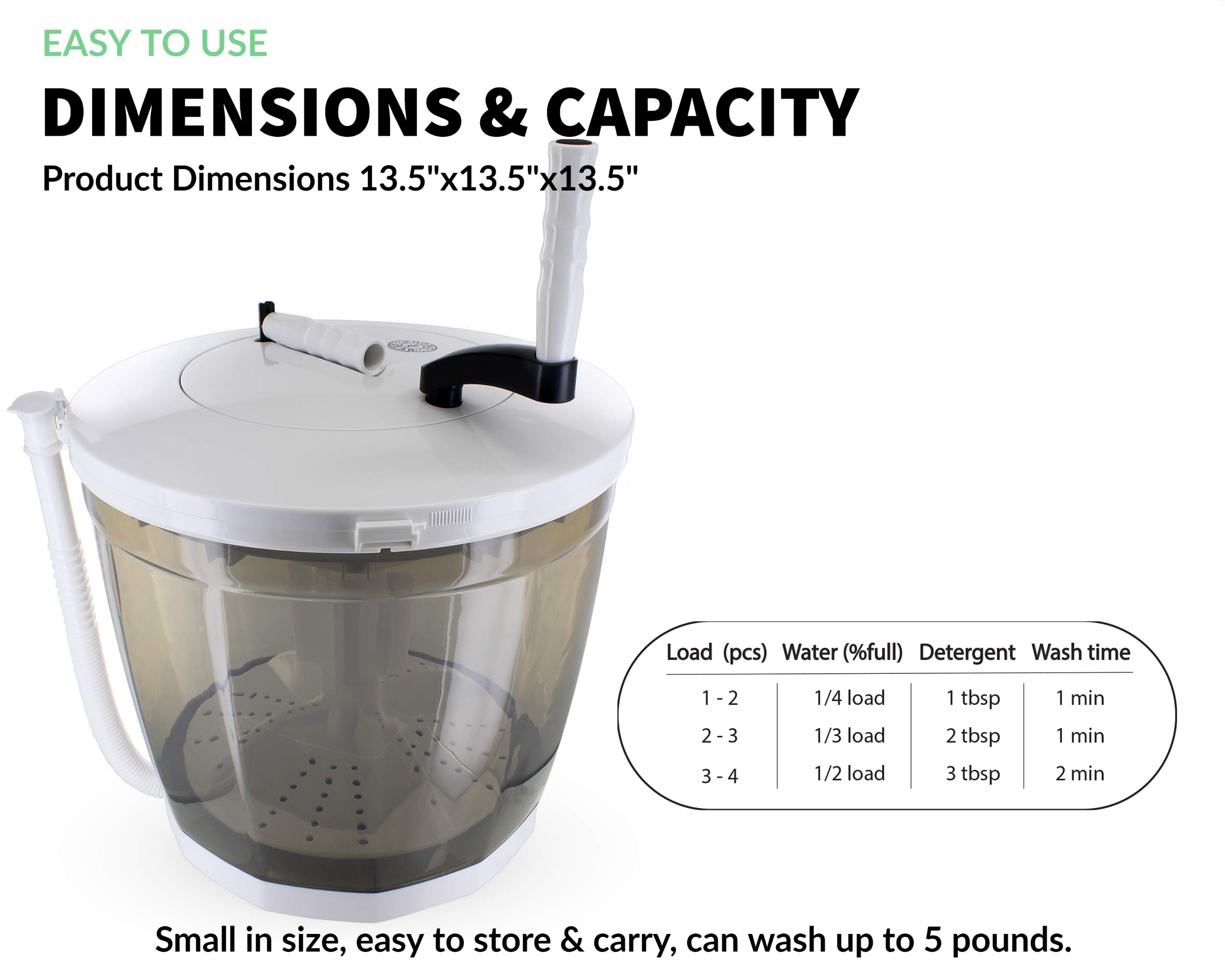 KHOMO GEAR Mini Portable Washing Machine - Compact Manual Non-Electric Washer & Dryer for Camping, Travel, Apartments & Small Spaces