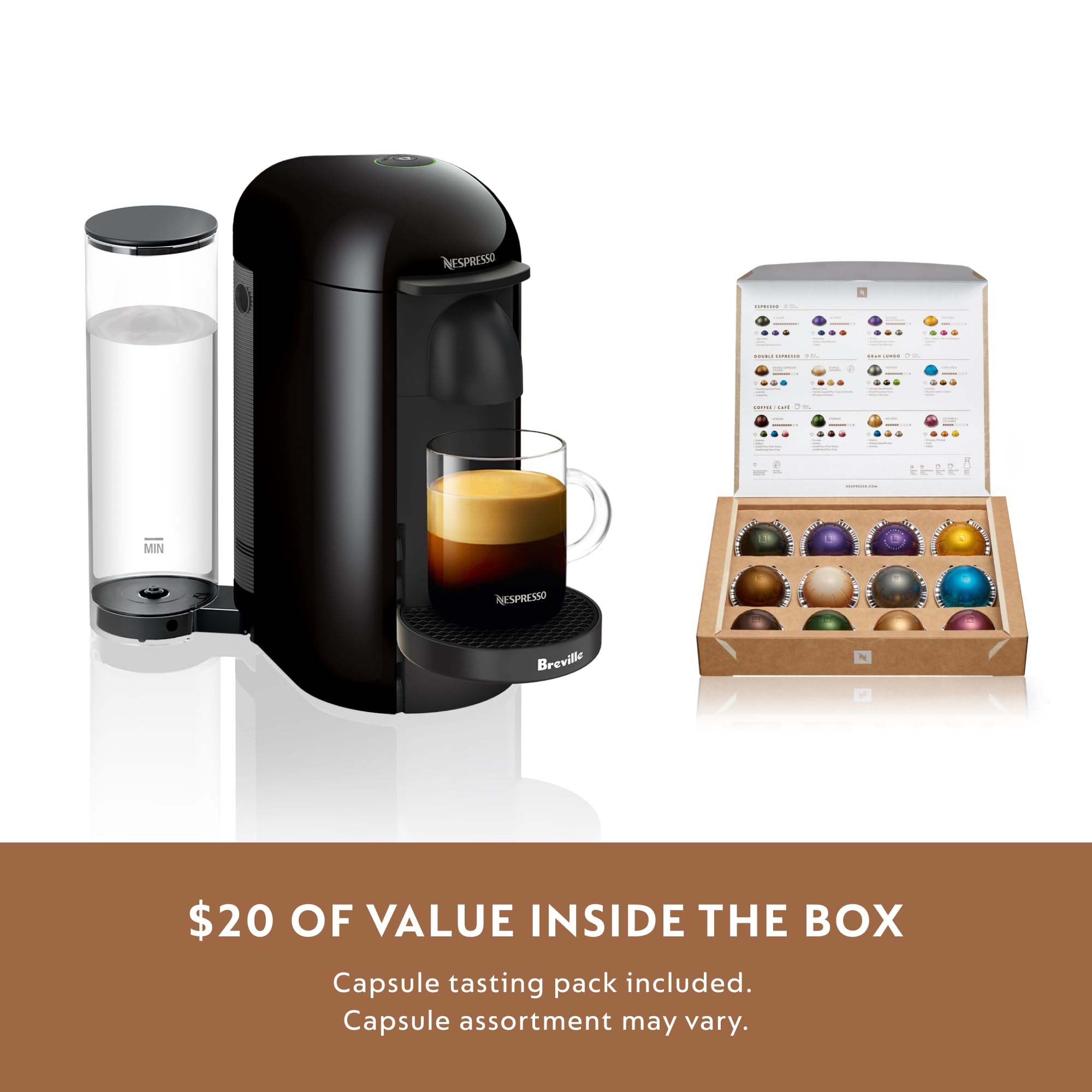 Nespresso Vertuo Plus Coffee and Espresso Machine by Breville - Ink Black with Aeroccino Milk Frother | Perfect for Home, Office & Gifts | Brew Barista-Quality Coffee & Espresso Drinks