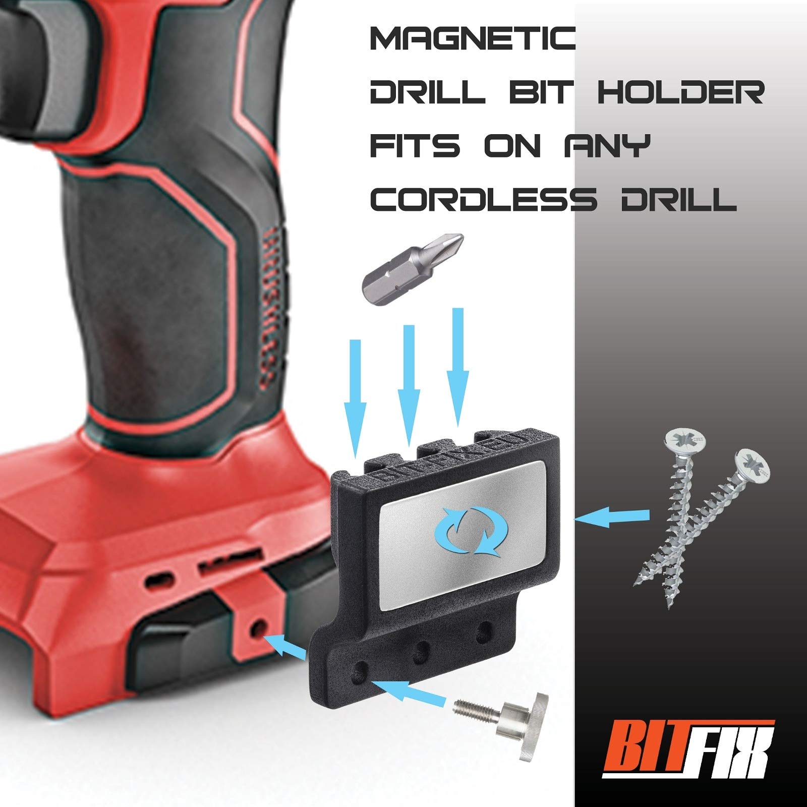 BITFIX Magnetic Drill Bit Holder - Universal Screw & Tool Organizer for Cordless Drills | Easy Mount & Strong Grip for DIY Projects & Professional Use