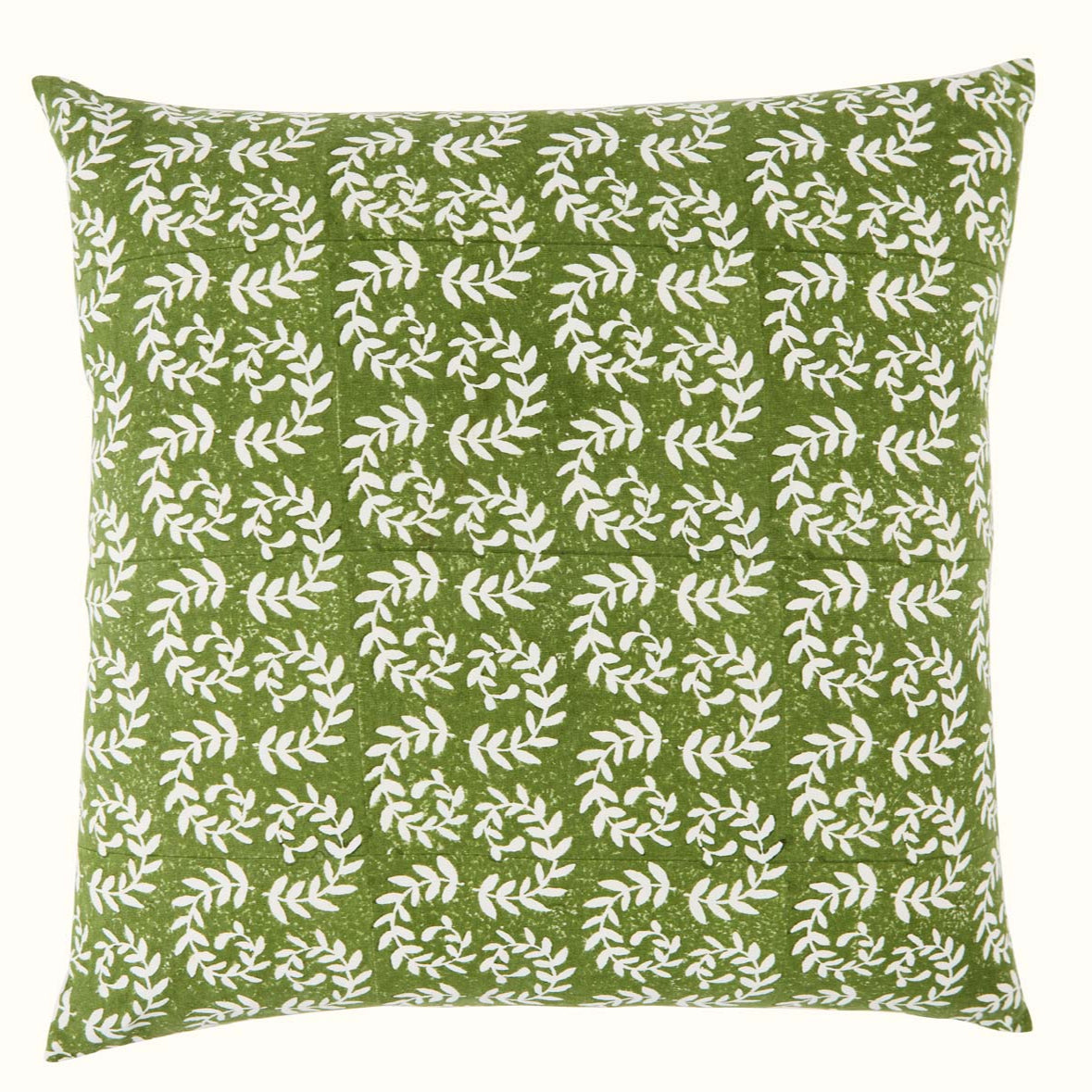Handmade Block Printed Ashdown Cushion Cover - Khaki Cotton Home Decor for Sofa, Bed & Living Room