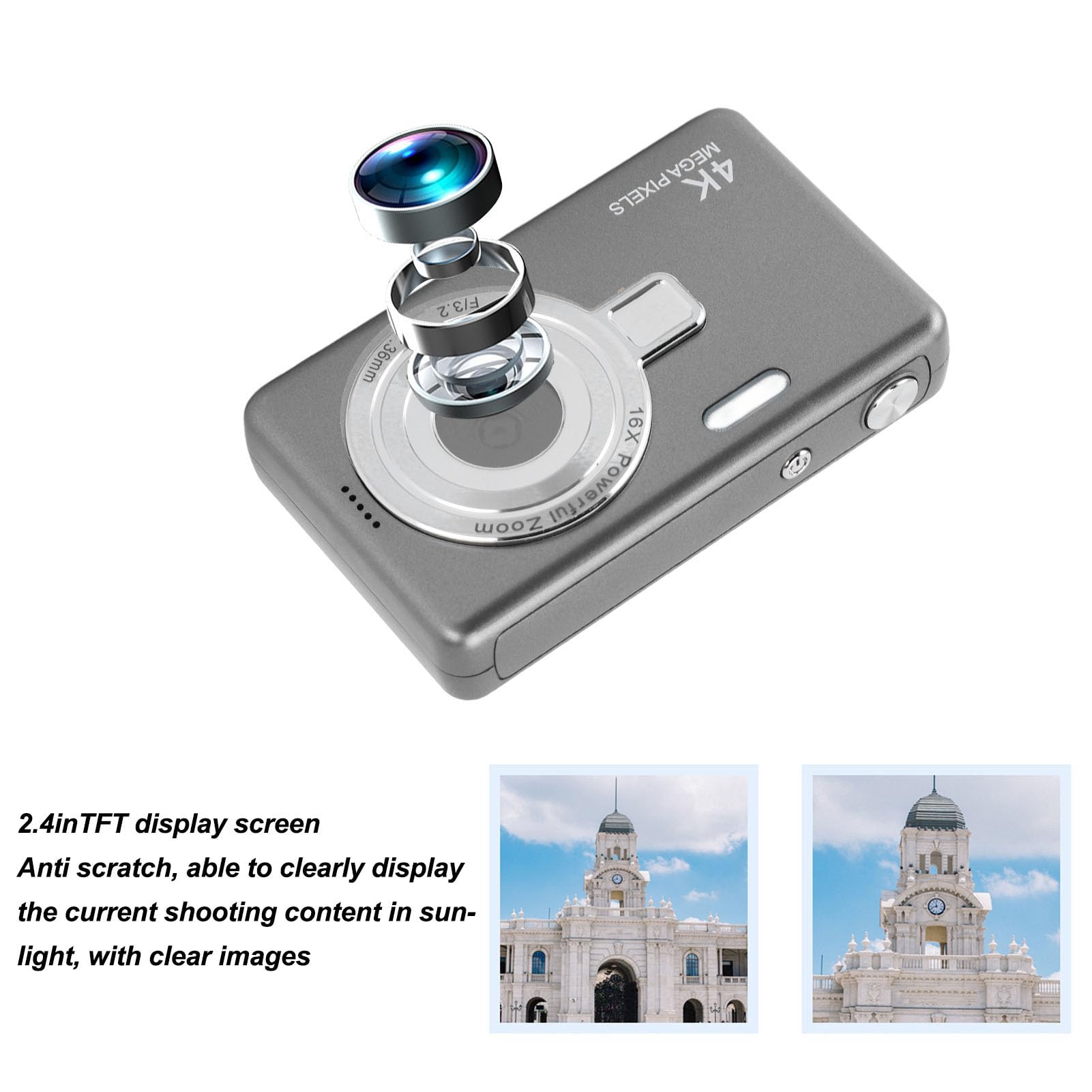12MP Kids Digital Camera with 16X Zoom & 1080P Video - Perfect for Travel & Gifts