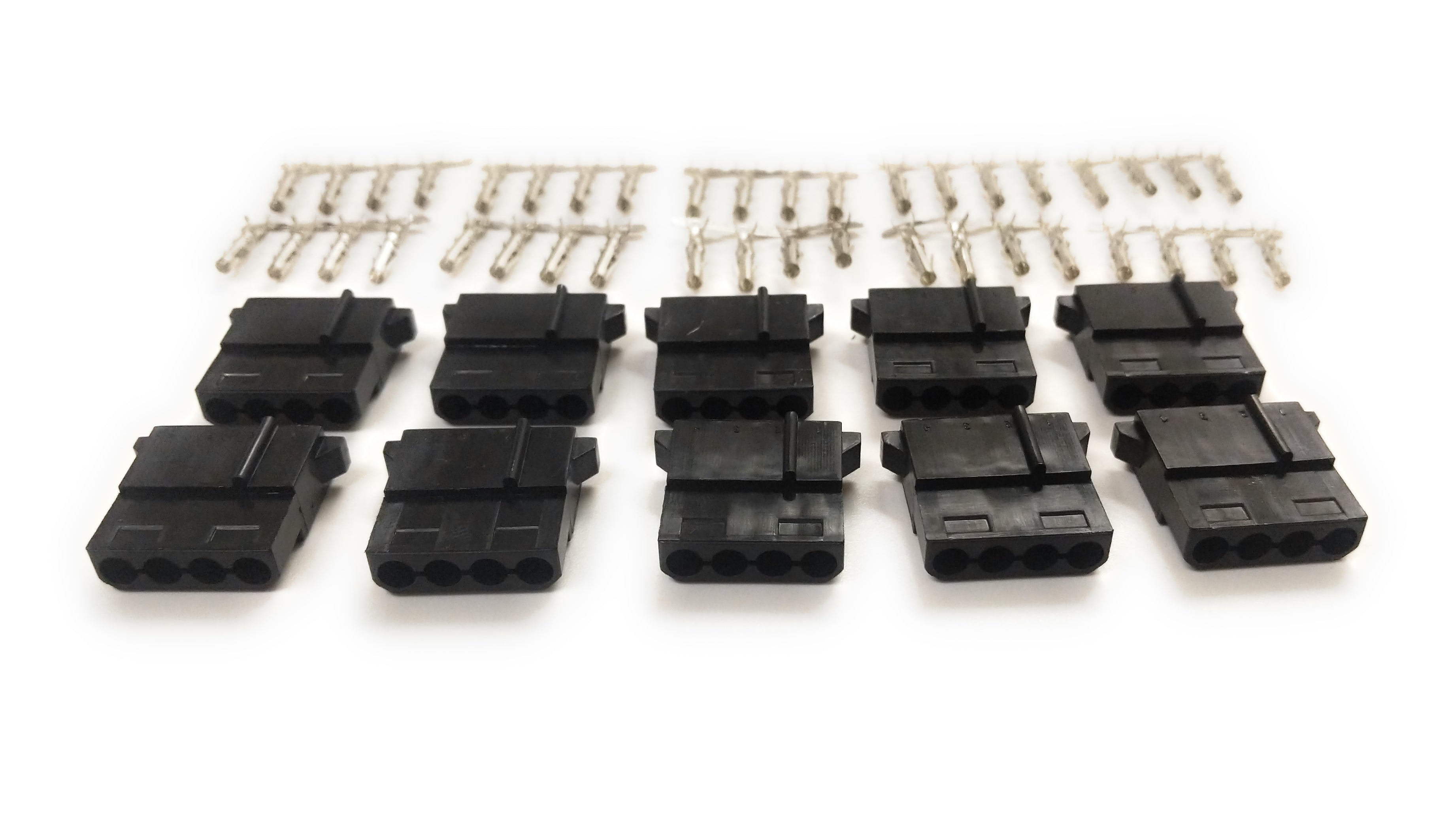 4 Pin Molex Male to Female Connector Housing (Black) - AMP MATE-N-LOK 1-480424-0 - for PC Power Supply, LED Strips & Computer Wiring