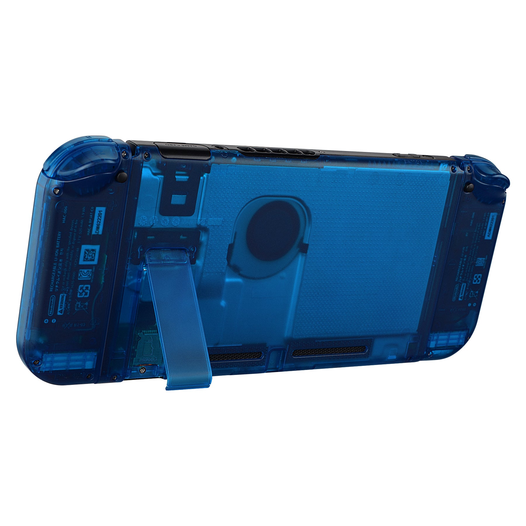 eXtremeRate Transparent Clear Blue Back Plate Replacement Shell for Nintendo Switch & Joy-Con Controllers - Full Set Buttons Included - DIY Customization for Gaming Enthusiasts - Perfect for Home Entertainment and Portable Gaming