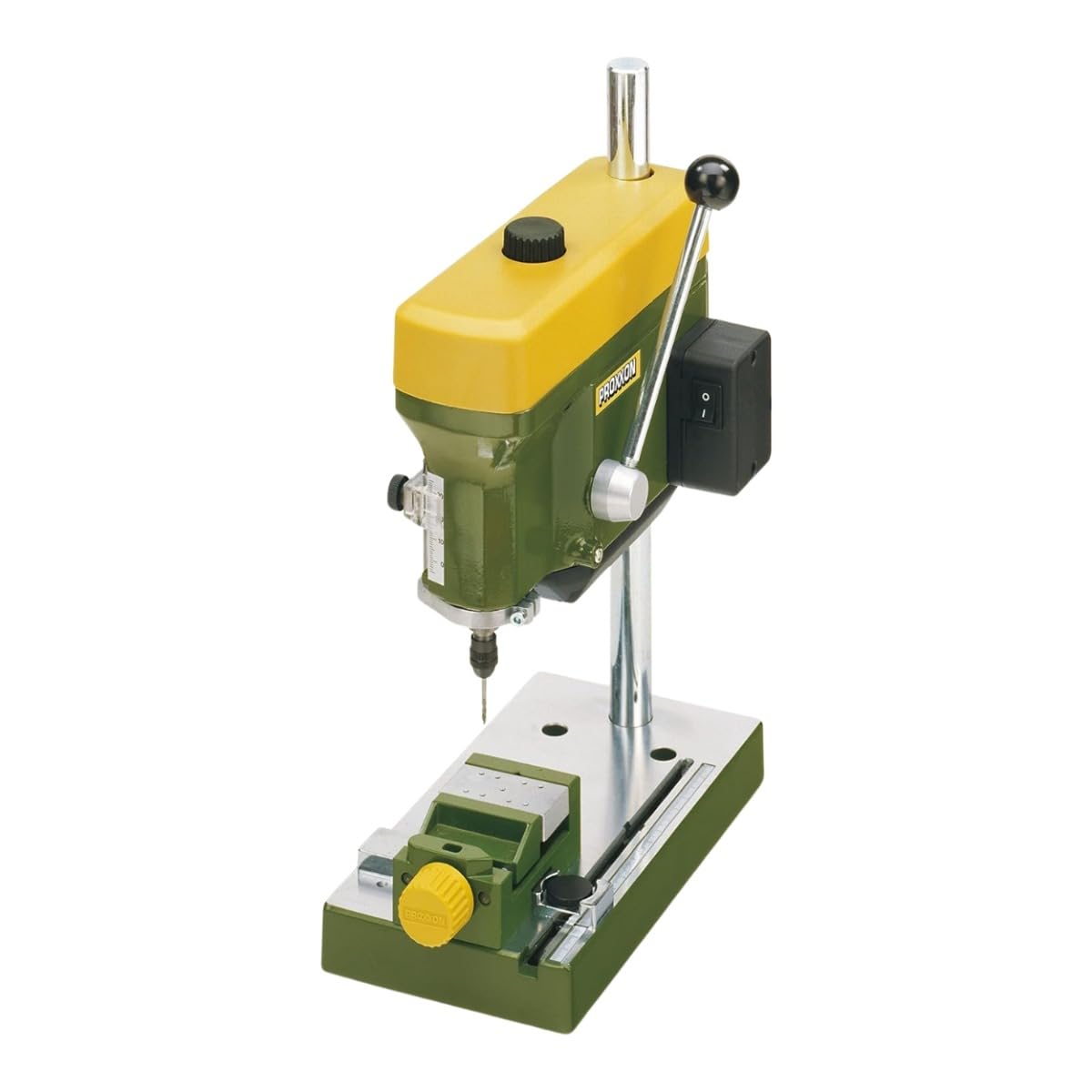 PROXXON TBM 115 Precision Bench Drill Press - Micro Hole Drilling Machine with Adjustable Depth & Table, 3-Speed Selection for Jewelry Making, Woodworking & DIY Projects - Perfect for Small Workshop & Home Use