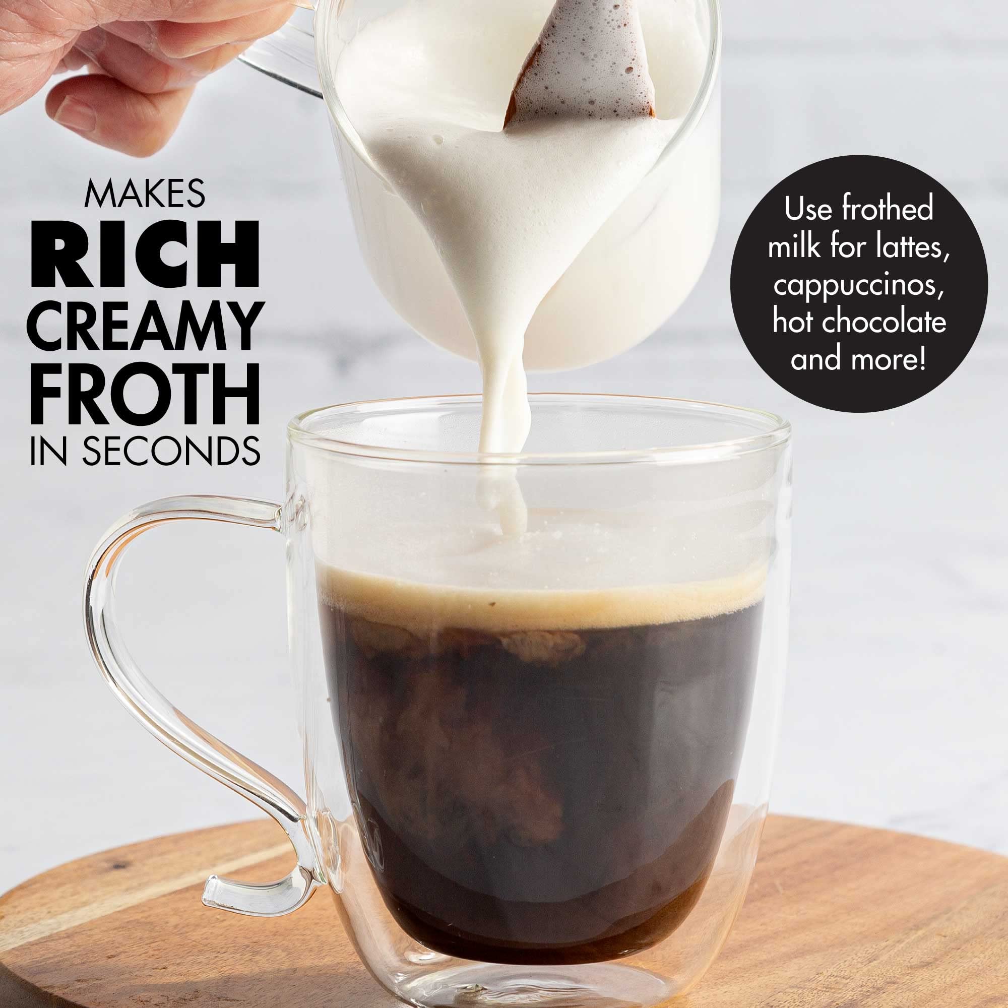 Primula Electric Milk Frother - Chrome Stainless Steel Handheld Frother for Coffee, Latte, Cappuccino - Perfect for Home, Office & Cafe Use
