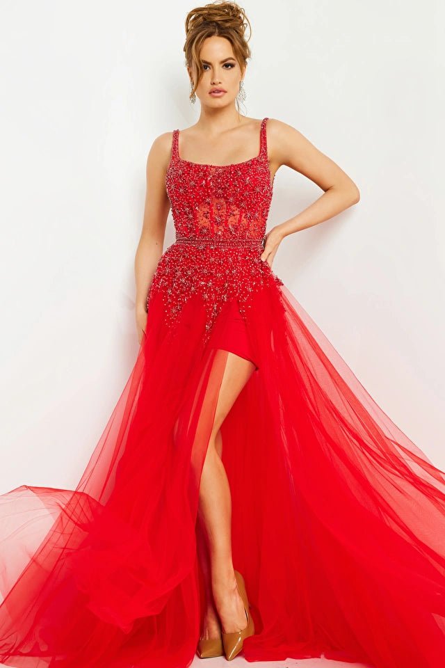 Jovani 03954 Elegant Beaded Bodice Open Back Evening Gown - Perfect for Prom, Gala & Formal Events
