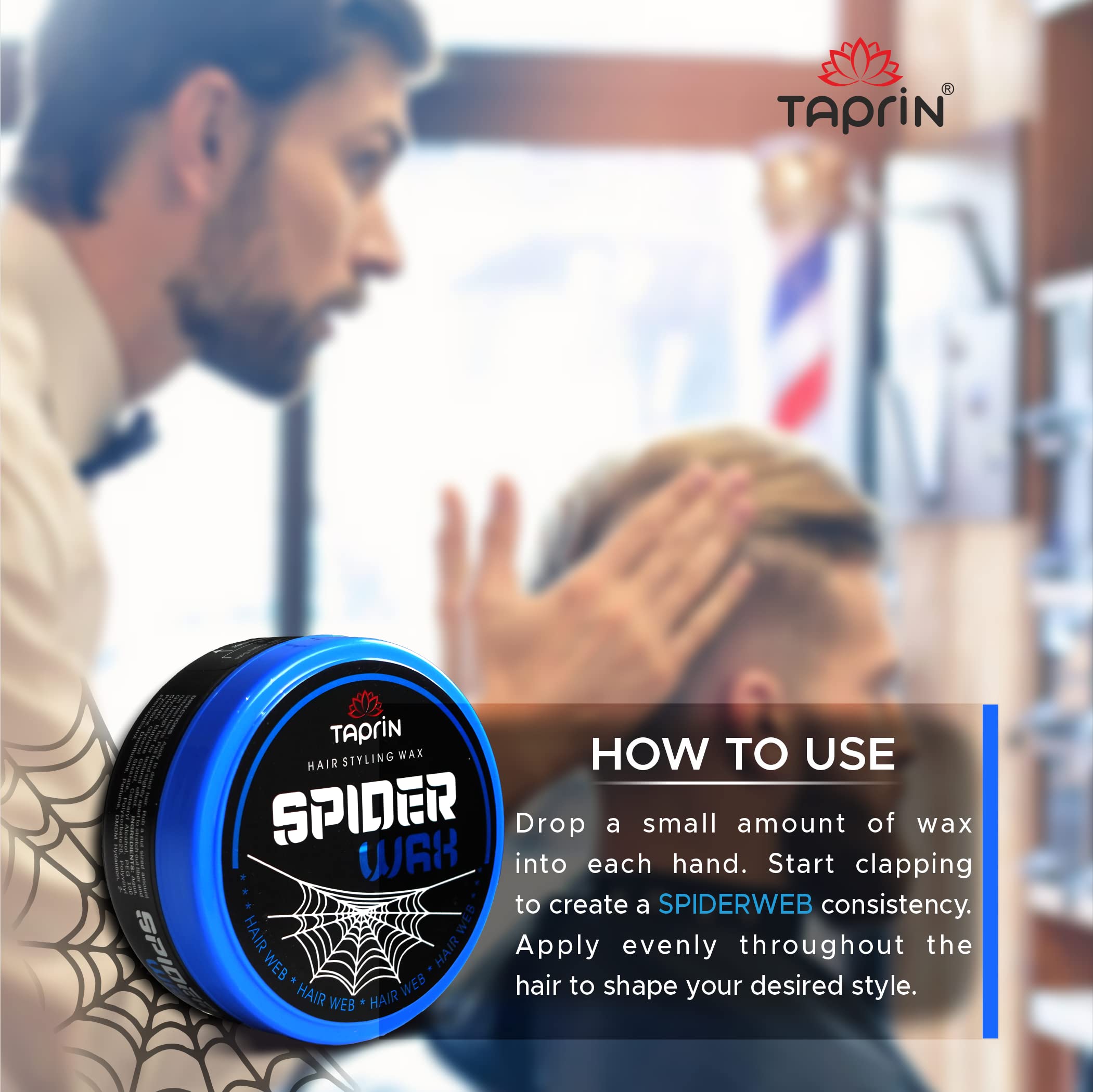 Taprin Hair Styling Spider Wax 80g - Matte Finish Strong Hold Hair Wax for Men | Perfect for Spikes, Textured & Messy Hairstyles | Salon-Quality Styling at Home