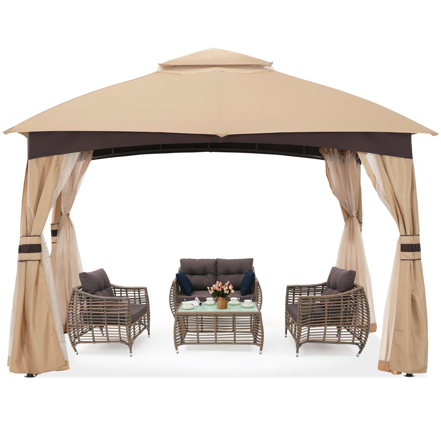ABCCANOPY Double Soft Top Patio Gazebo 8x8/10x10/10x12 with Mosquito Netting - Waterproof Outdoor Canopy Tent for Backyard, Garden, and Poolside Relaxation