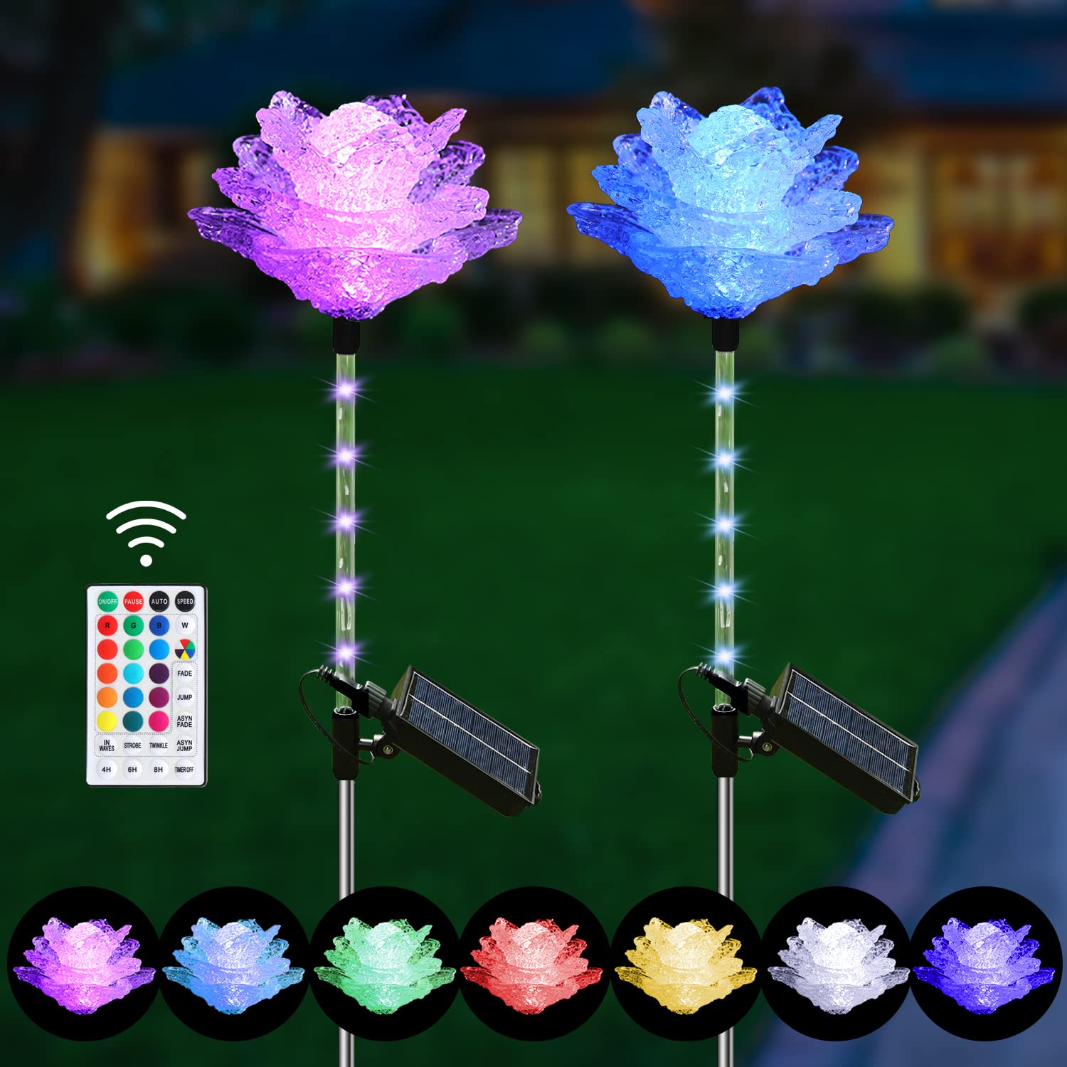 Anycosy 2 Pack Solar Garden Lights Outdoor Waterproof - Acrylic Globe Pathway Lights for Yard, Lawn, Patio Decoration (Lily Design) | Perfect for Walkways, Driveways, Garden Borders & Landscape Lighting