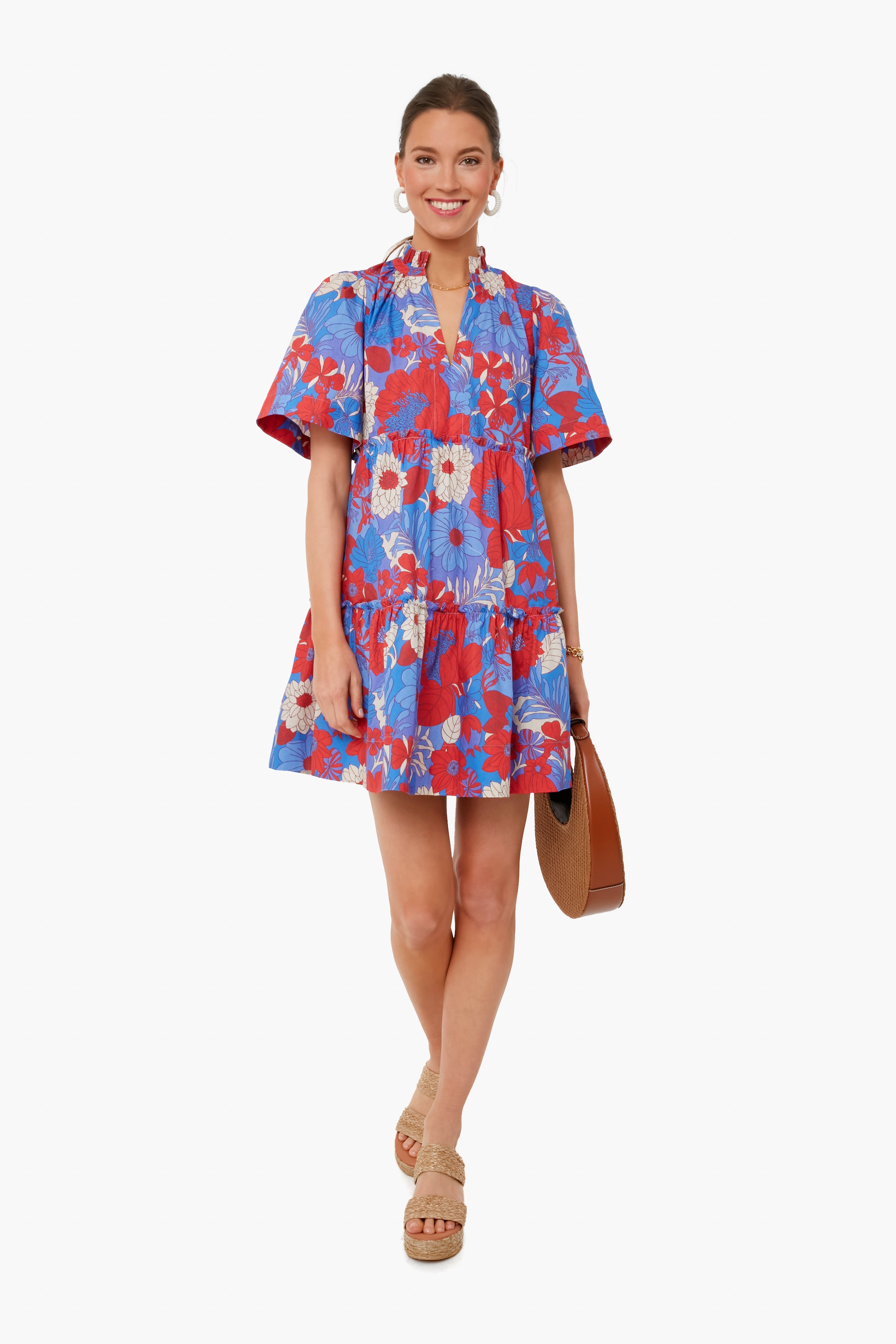 Blue Rhapsody Crawford Dress - Elegant Women's Floral Midi Dress for Summer Weddings, Parties & Special Occasions