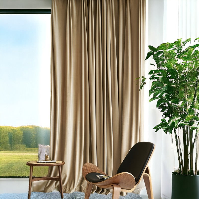 Emilee Solid Soundproof Blackout Custom Curtains for Bedroom & Living Room - Noise Reducing Thermal Insulated Window Drapes for Home & Office