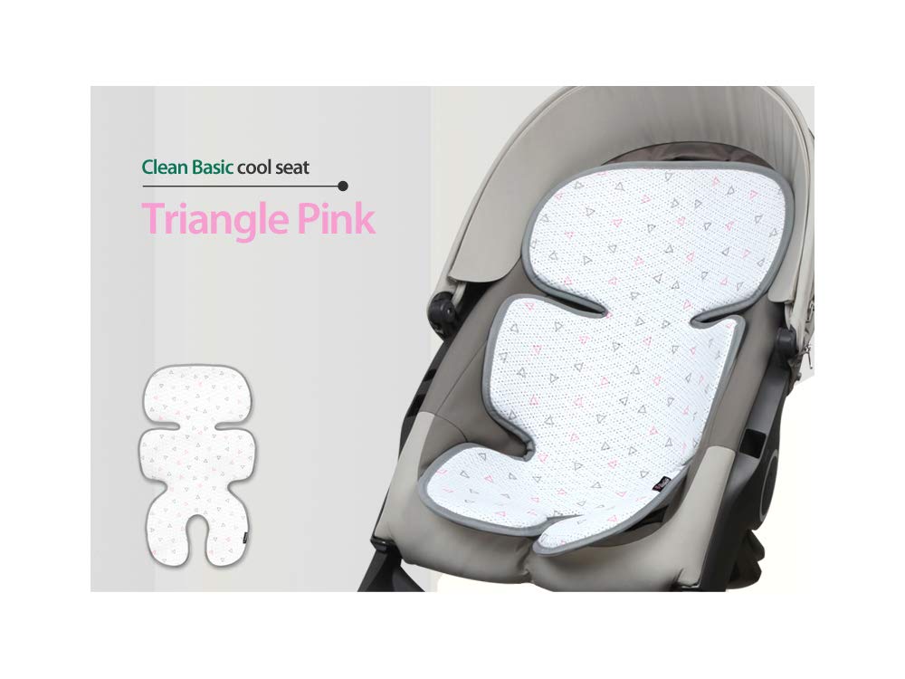 Manito Clean Basic 3D Mesh Seat Pad - Breathable Cushion Liner for Baby Stroller & Car Seat (Triangle Pink) | Comfortable Support for Infants & Toddlers During Travel & Outdoor Activities