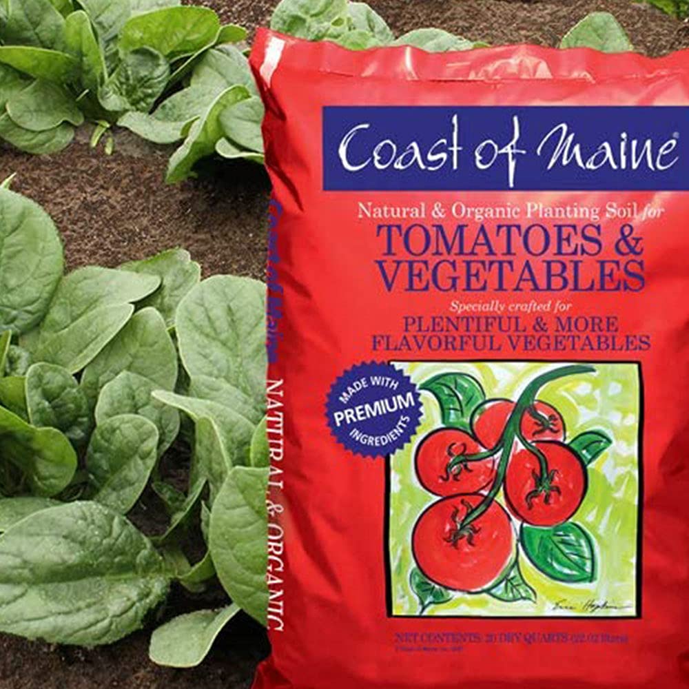 Coast of Maine Organic Tomato & Vegetable Potting Soil - 20 Quart Compost Blend for Container Gardens, Raised Beds & Flower Pots (10 Pack) - Ideal for Home Gardening, Urban Farming & Indoor Plant Care