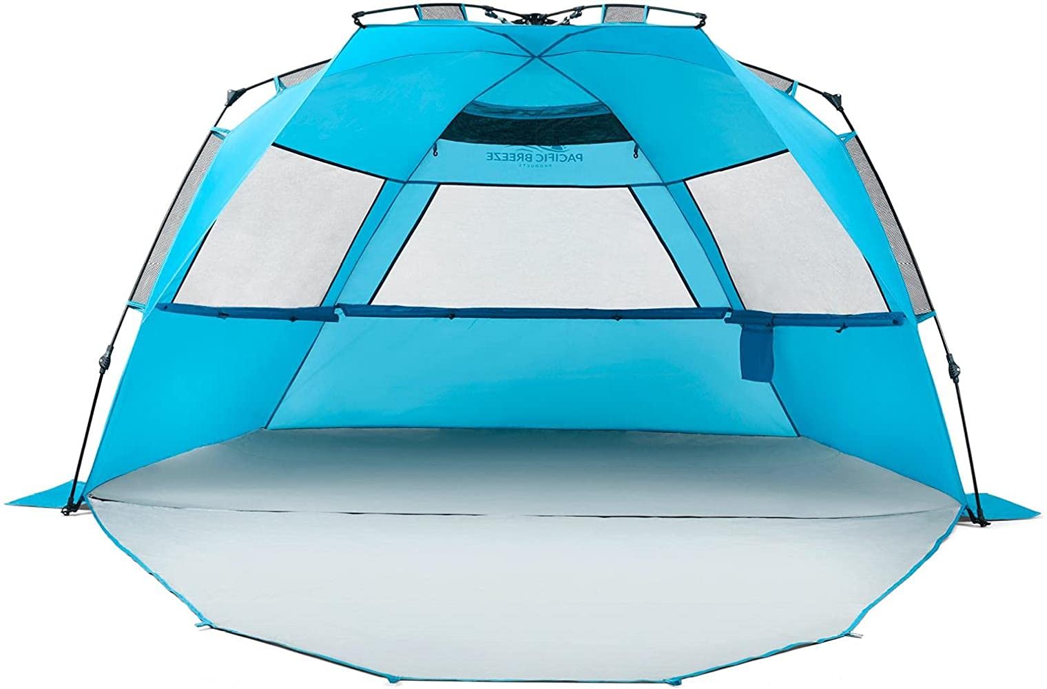 Pacific Breeze Easy Setup Beach Tent Deluxe XL with Extendable Floor - Portable Sun Shelter for Family Beach Trips, Camping, and Outdoor Adventures