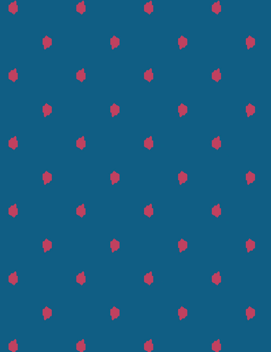 Wallshoppe Medina Dot Wallpaper - Rose & Cadet Blue Peel and Stick Removable Wallpaper for Bedroom, Nursery, or Home Office Decor