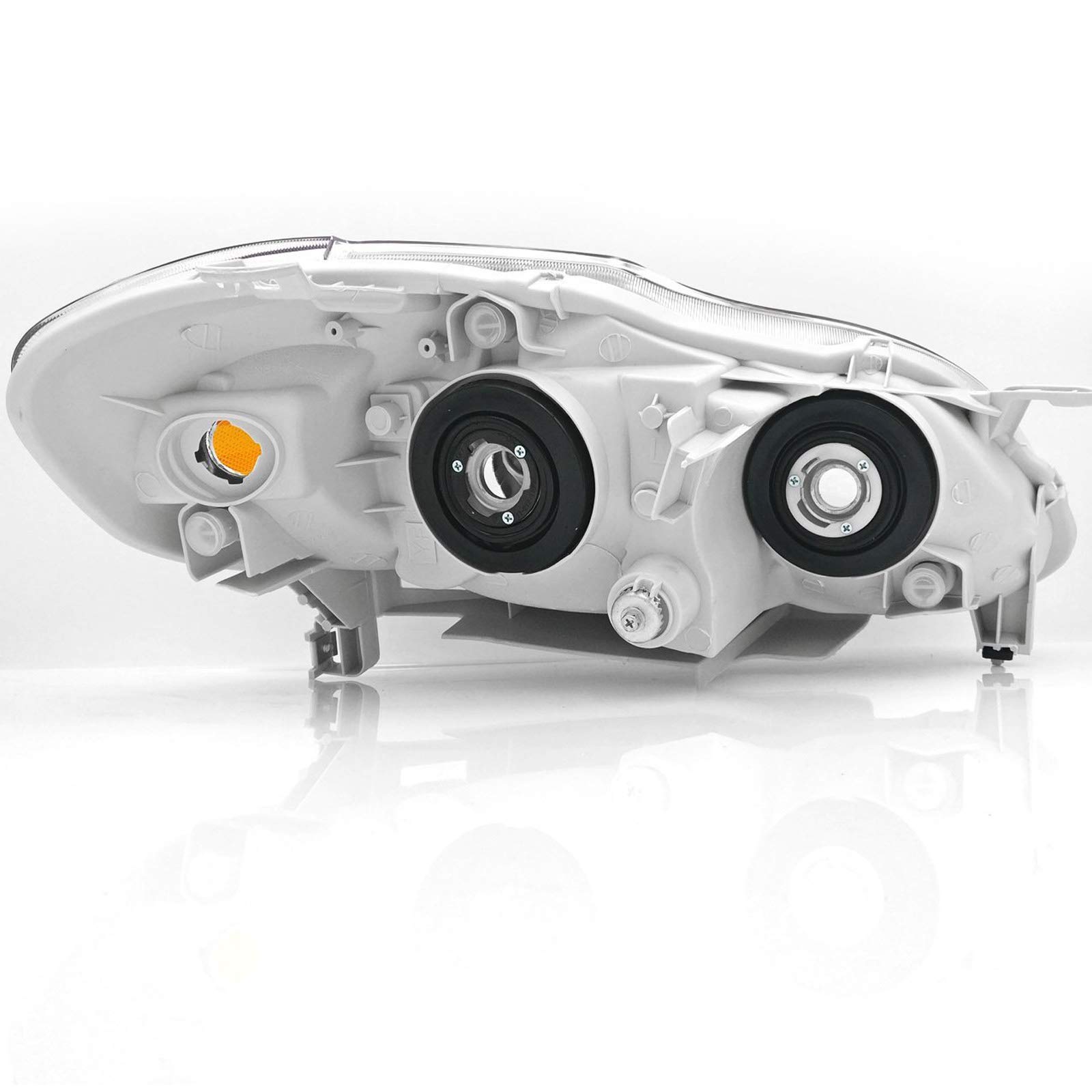 Replacement Headlights for 2003-2008 Toyota Corolla - Black Housing with Amber Reflector - Perfect for Night Driving & Car Upgrades