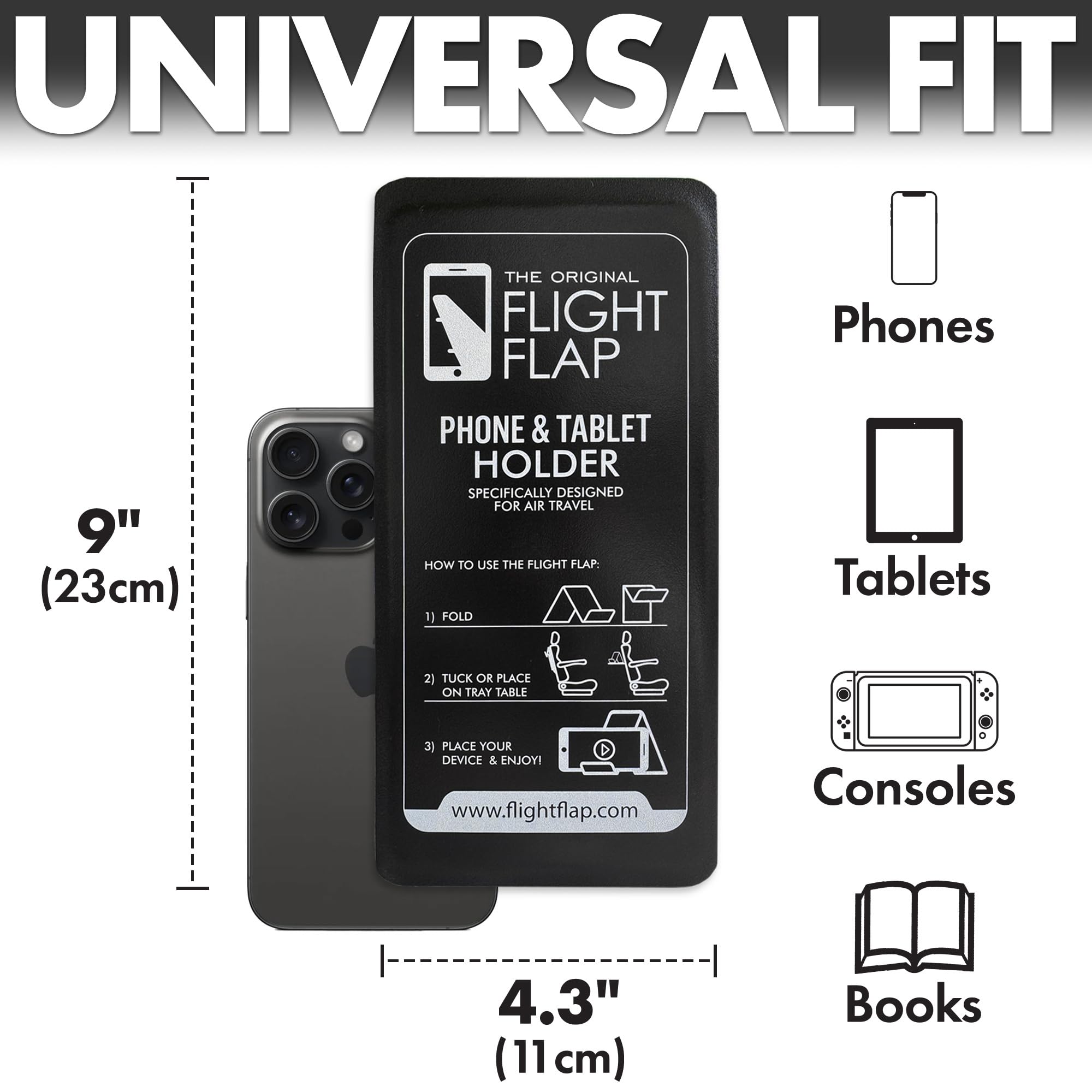 Flexible Airplane Phone Holder & Tablet Stand - Adjustable Folding Cellphone Mount for Desk, Bed, Office, Treadmill - Perfect for Long Flights, Travel Essentials (Black) - Ideal for In-Flight Entertainment, Work from Home & Gym Workouts