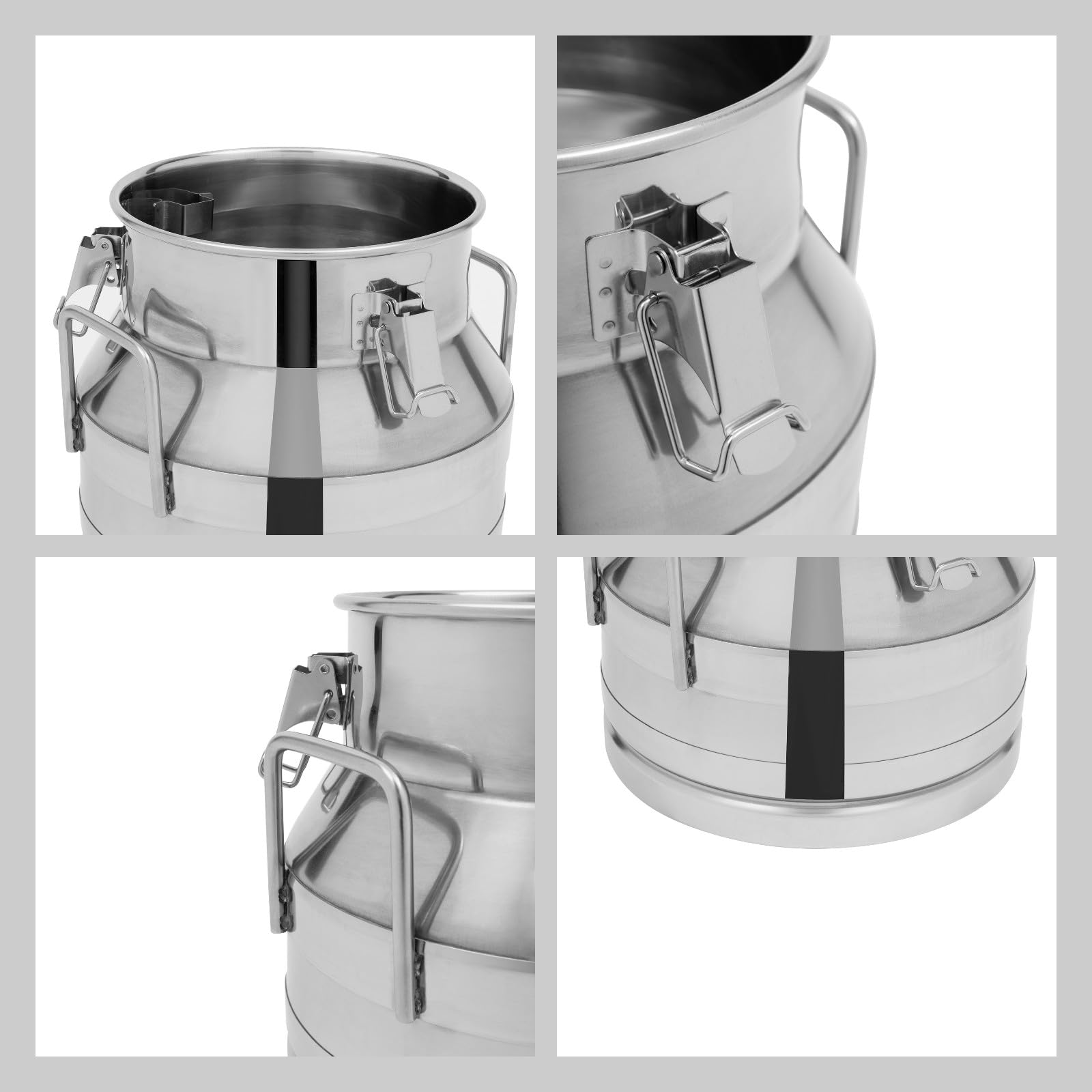 12L/3.16 Gallon Stainless Steel Milk Can with Silicone Lid - Food Grade Wine Pail, Brewing Bucket & Storage Jug - Easy Open Design for Dairy, Beverage & Home Brewing - Perfect for Farm, Kitchen & Winemaking