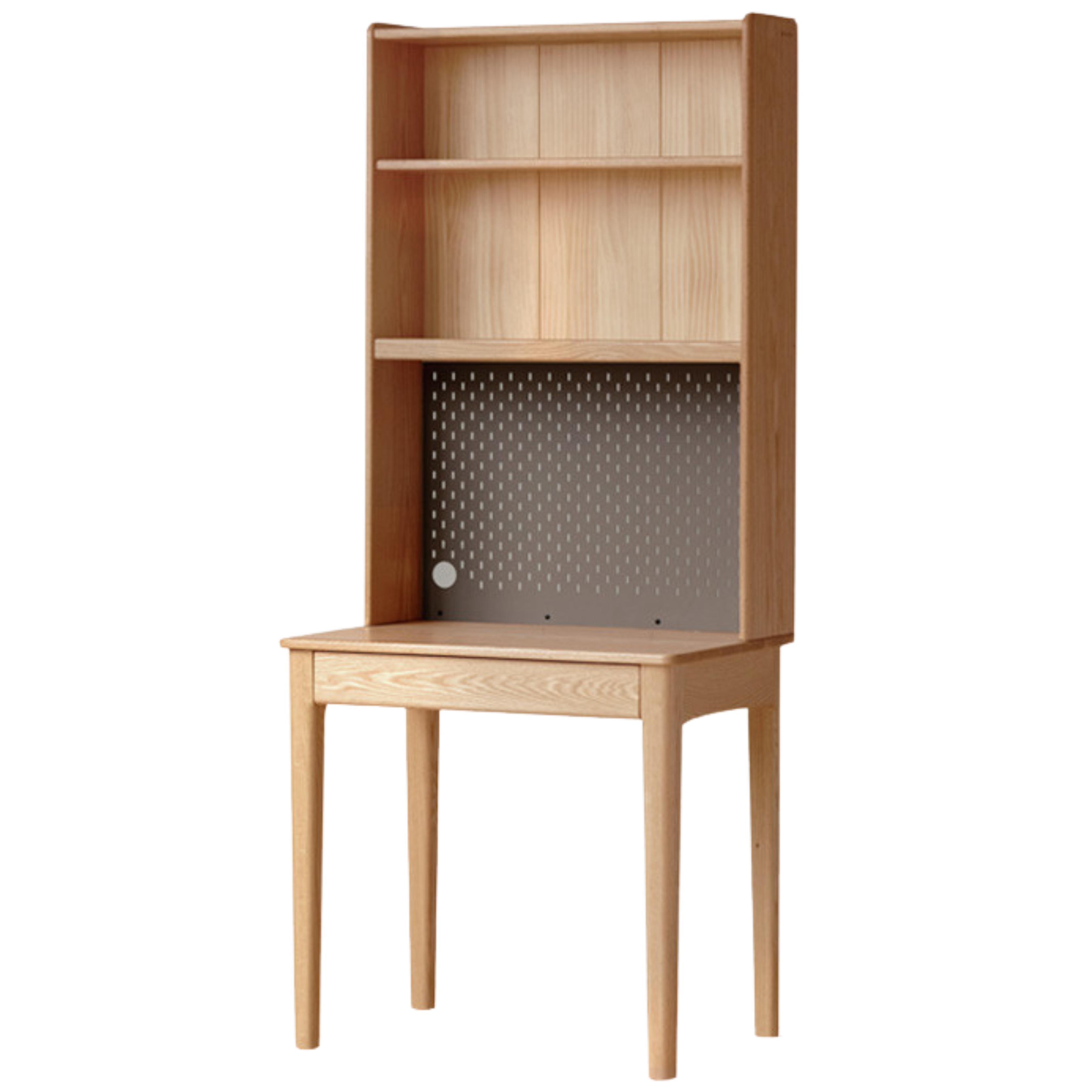 Modern Oak Solid Wood Desk with Bookshelf - Stylish Home Office Furniture for Workspace & Study Room Organization