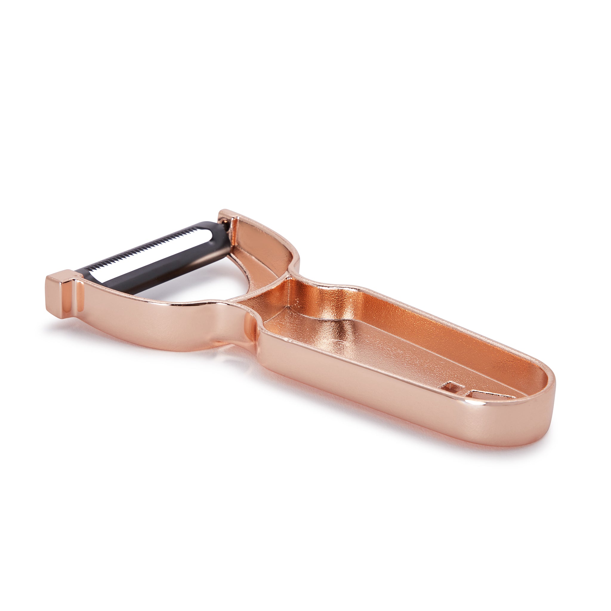 BUSWELL® Stainless Steel Serrated Cast Metal Peeler - Copper Plated Kitchen Tool for Peeling Fruits & Vegetables Efficiently