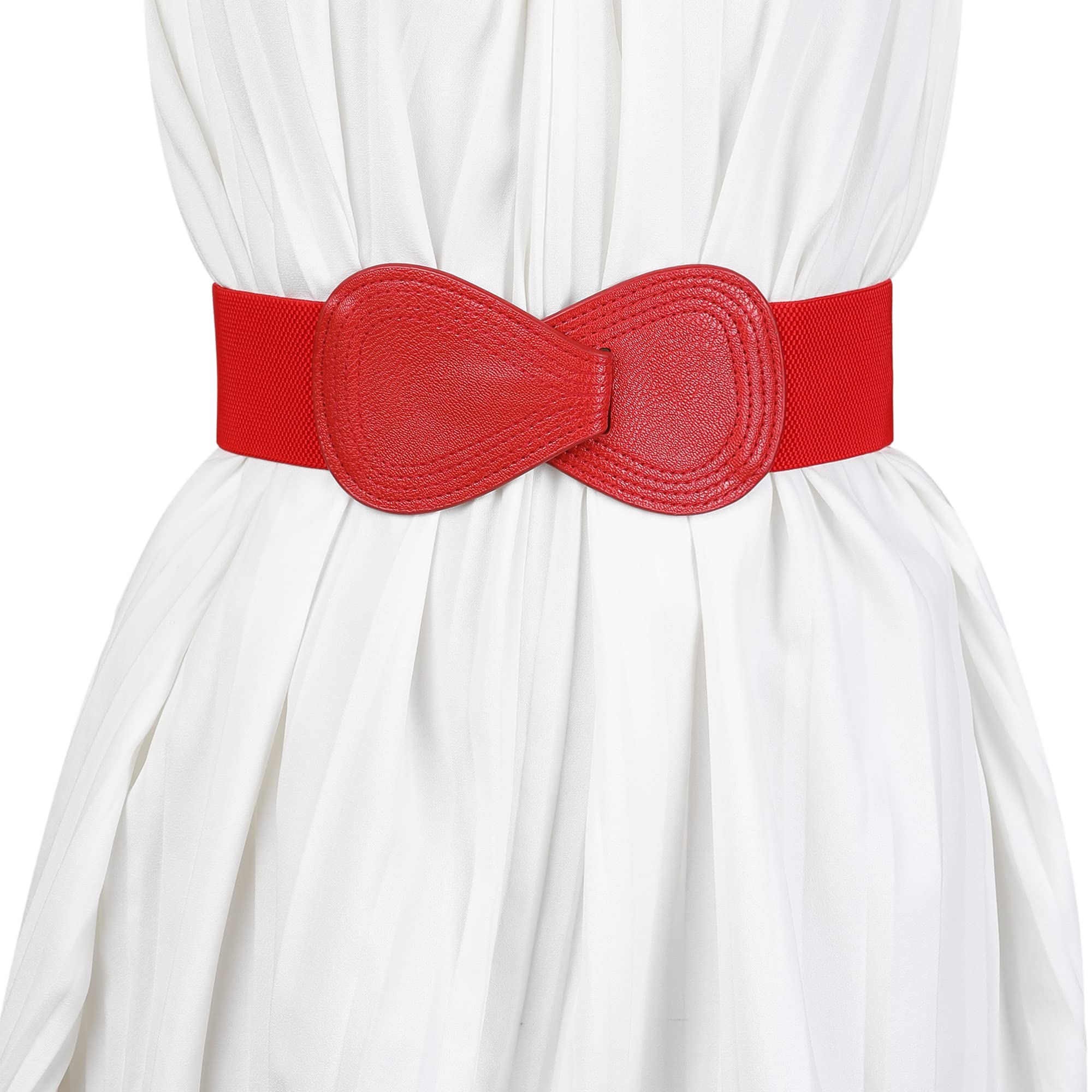 Allegra K 2-Pack Women's Plus Size Stretch Waist Belt with Interlock Buckle - Elastic Dress Belt for Dresses, Skirts & Formal Wear | Comfortable & Adjustable Fashion Accessory