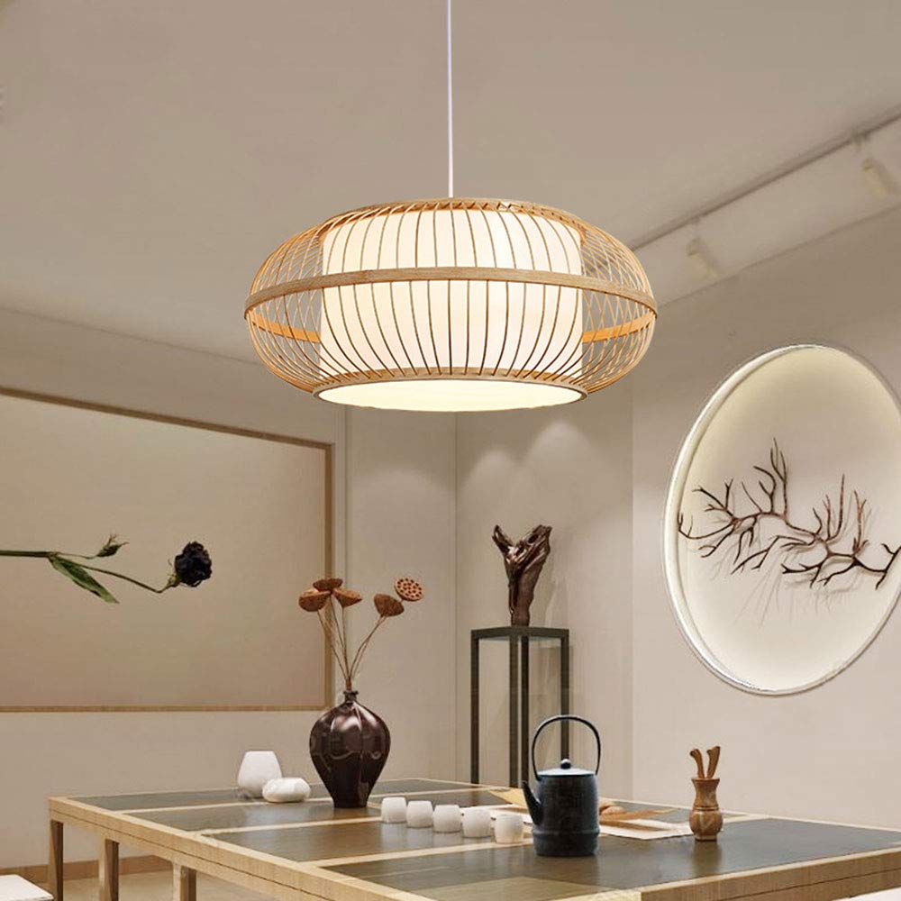 Modern Minimalist Round Chandelier - Japanese Inspired Hanging Pendant Light with E27 Socket (1 Lamp) - Perfect for Hallway, Corridor & Living Room Lighting Decor