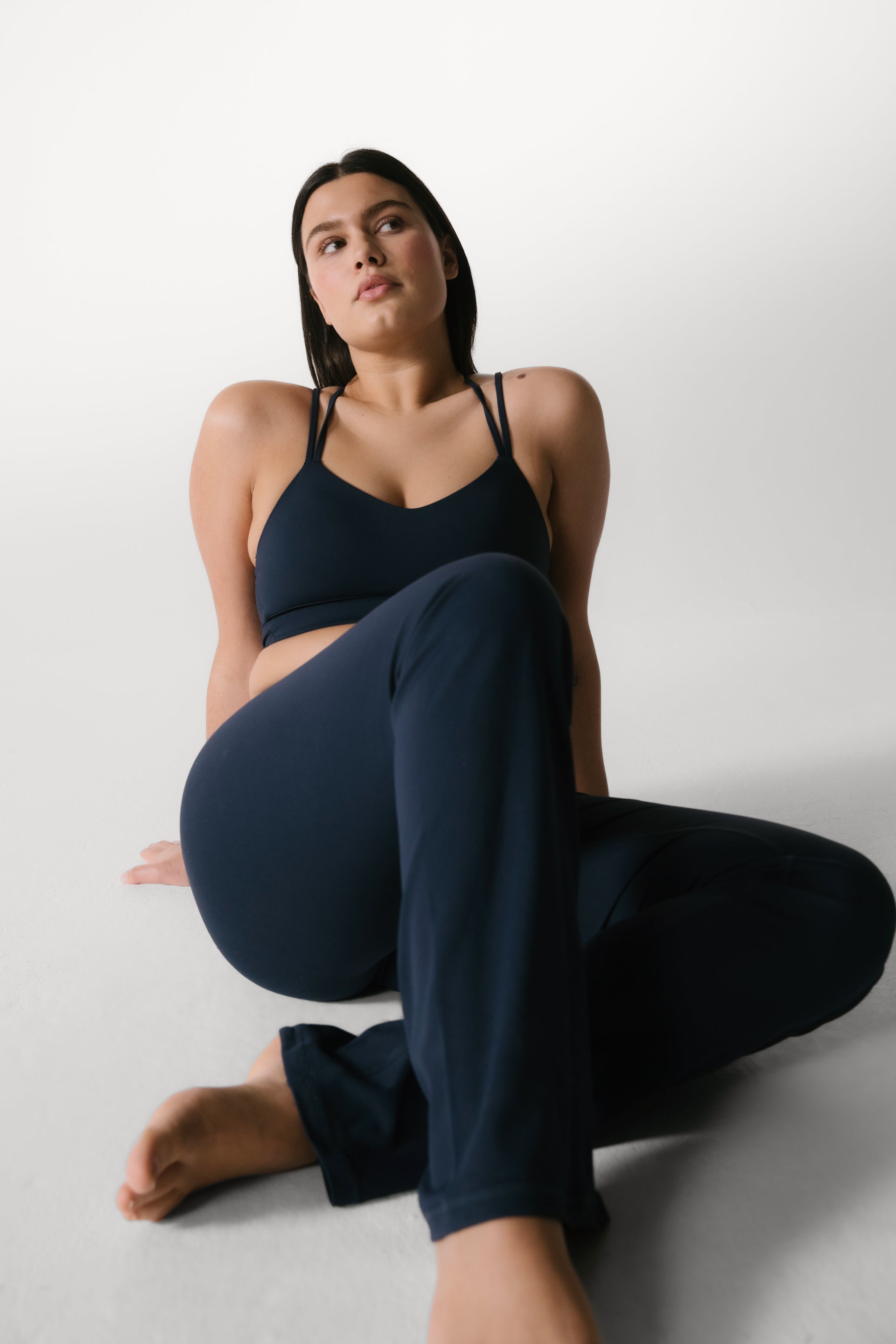 High Waist Wrap Over Yoga Pants for Women - Navy Blue - Comfortable & Stretchy Workout Leggings for Yoga, Gym, and Lounge Wear
