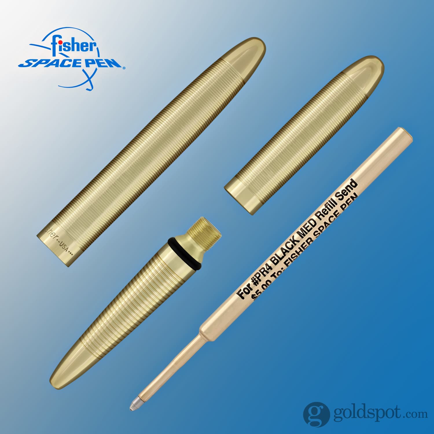 Fisher Space Pen Bullet Ballpoint Pen - Brass Lacquer Finish - Compact & Refillable for Everyday Carry, Travel, and Outdoor Adventures