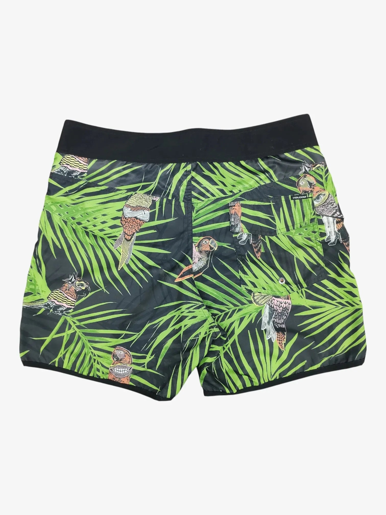 Volcom Grid Parrot Verde Mesh Shorts - Men's Lightweight & Breathable Board Shorts for Surfing, Swimming & Beach Activities