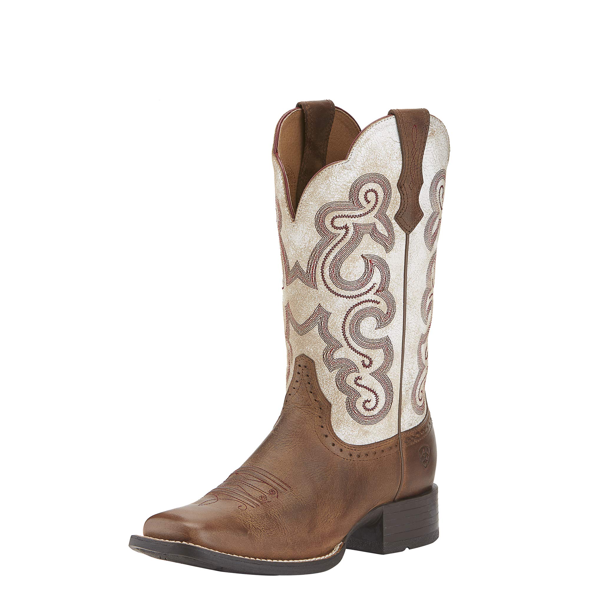 ARIAT BMVY9 Women's Quickdraw Western Boots - Sandstorm/Distressed White Size 6 | Comfortable Cowgirl Boots for Rodeo, Line Dancing & Western Fashion