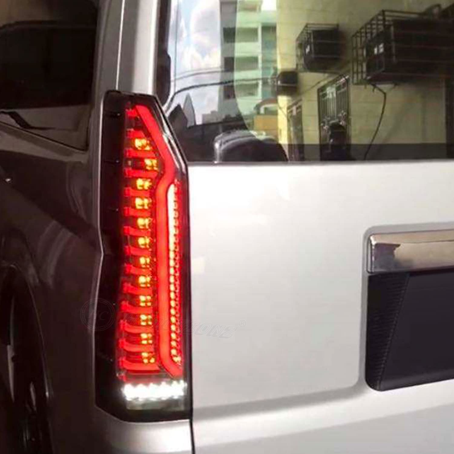 HCmotion LED Tail Lights for Toyota Hiace 6th Gen H300 2019-2023 - Smoked Rear Lamps with Dynamic DRL, Startup Animation & Sequential Turn Signals - Perfect for Night Driving and Enhanced Vehicle Style