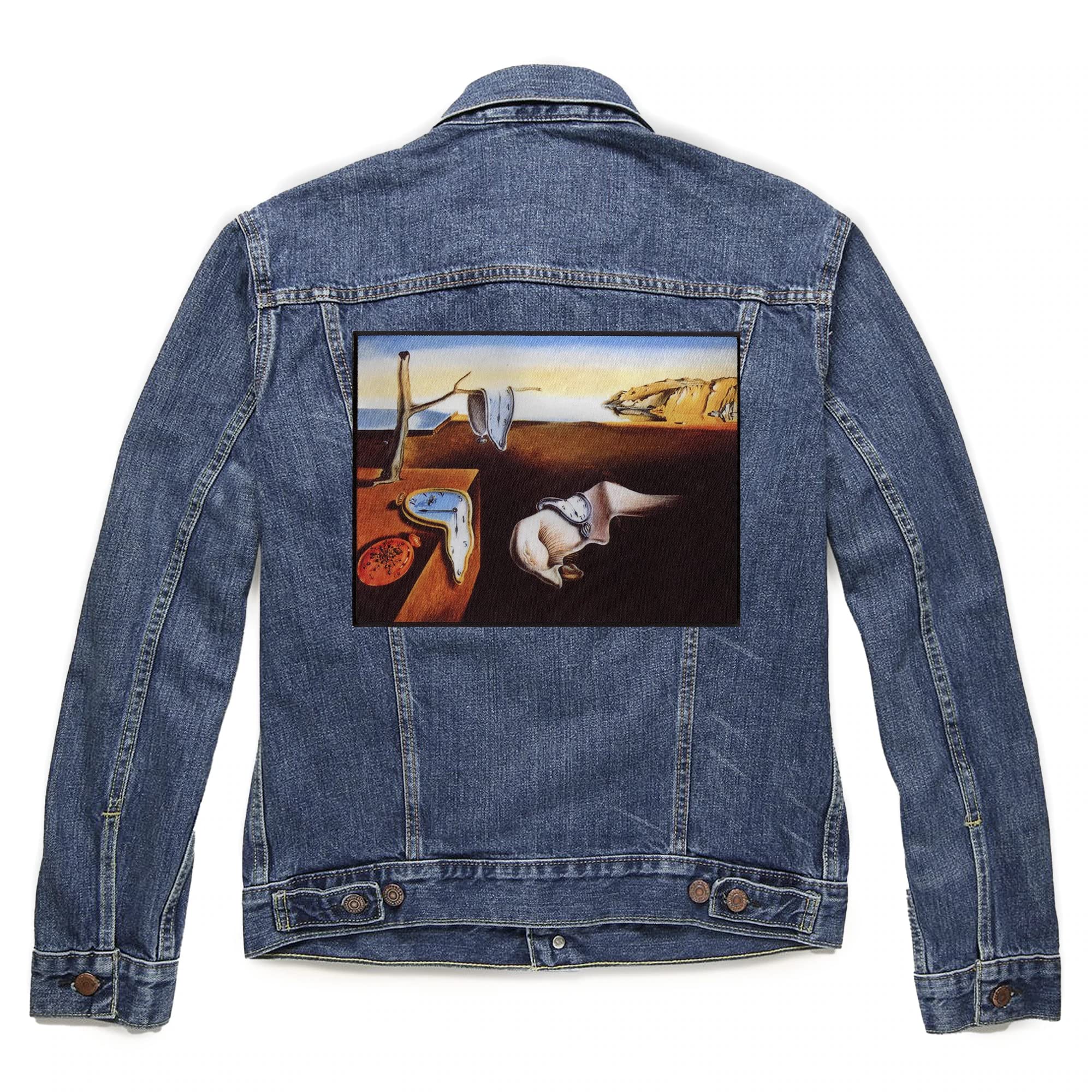 Salvador Dali The Persistence of Memory Embroidered Iron-On Back Patch - XL Size for Denim Jackets, Backpacks & DIY Clothing Projects
