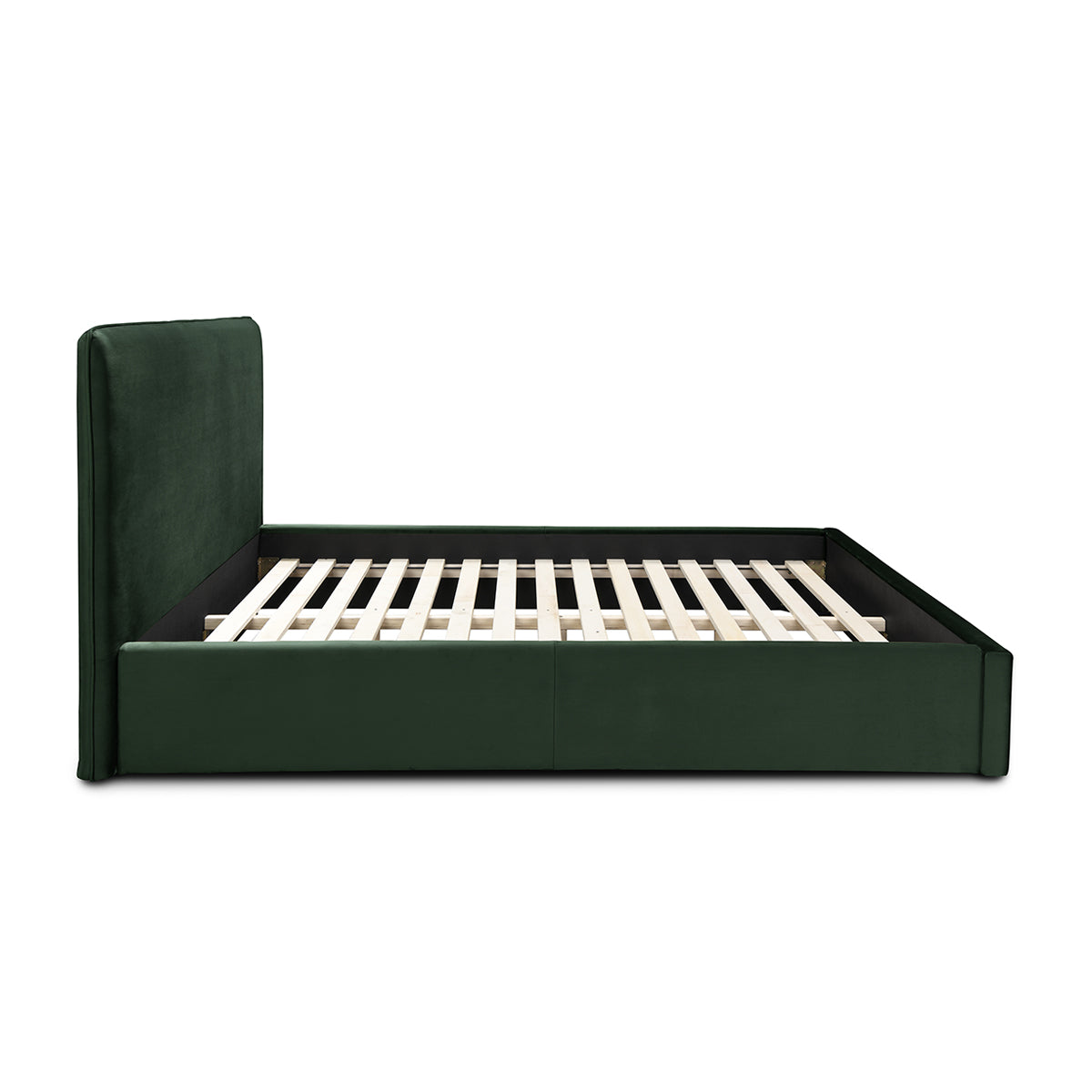 Luxury Velvet Queen Bed Frame - Forest Green Upholstered Platform Bed with Wooden Slats | Perfect for Modern Bedroom, Guest Room & Master Suite