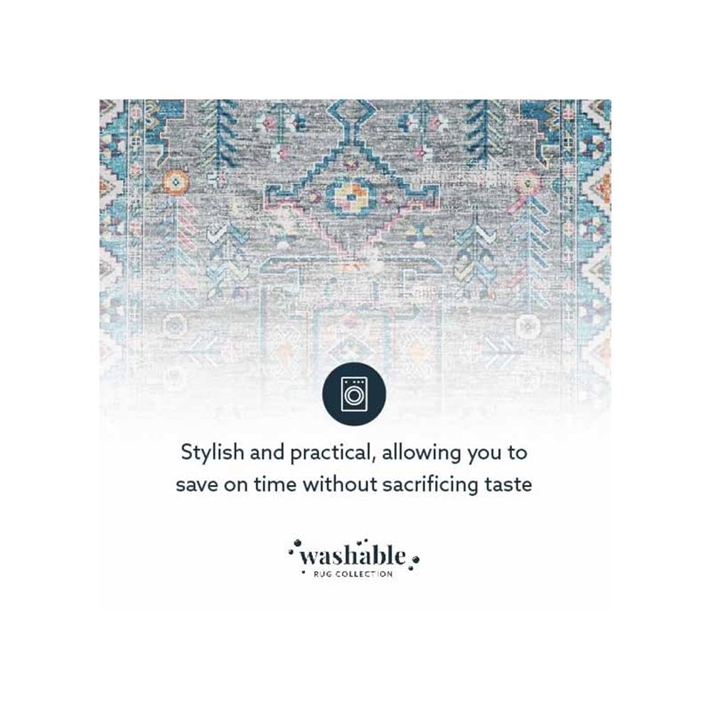 Washable 5'x7' Gray Polyester Transitional Rug - Perfect for Living Room, Bedroom & Office Decor