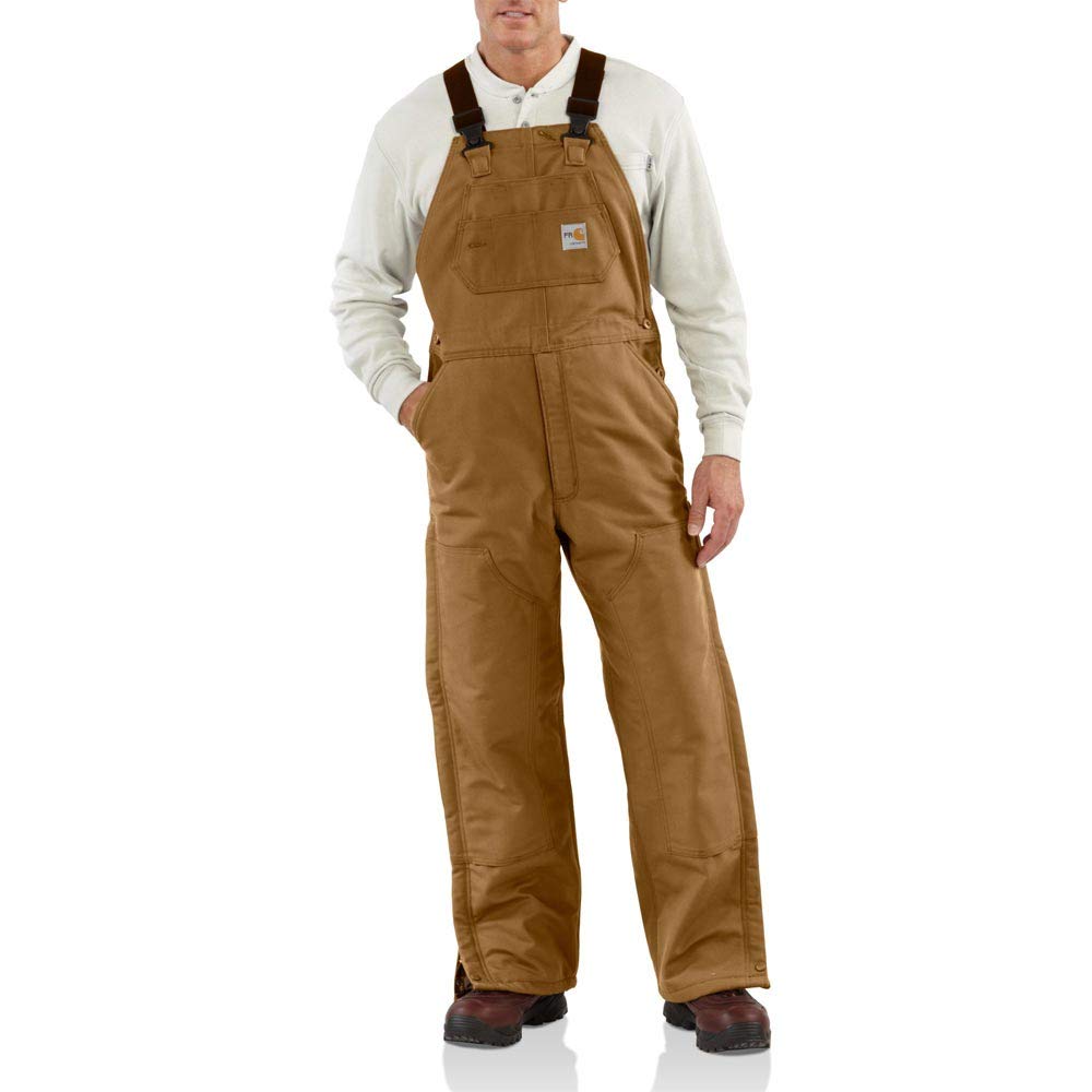 Carhartt Men's Flame Resistant Loose Fit Duck Insulated Bib Overalls - Durable Workwear for Construction, Welding & Outdoor Jobs