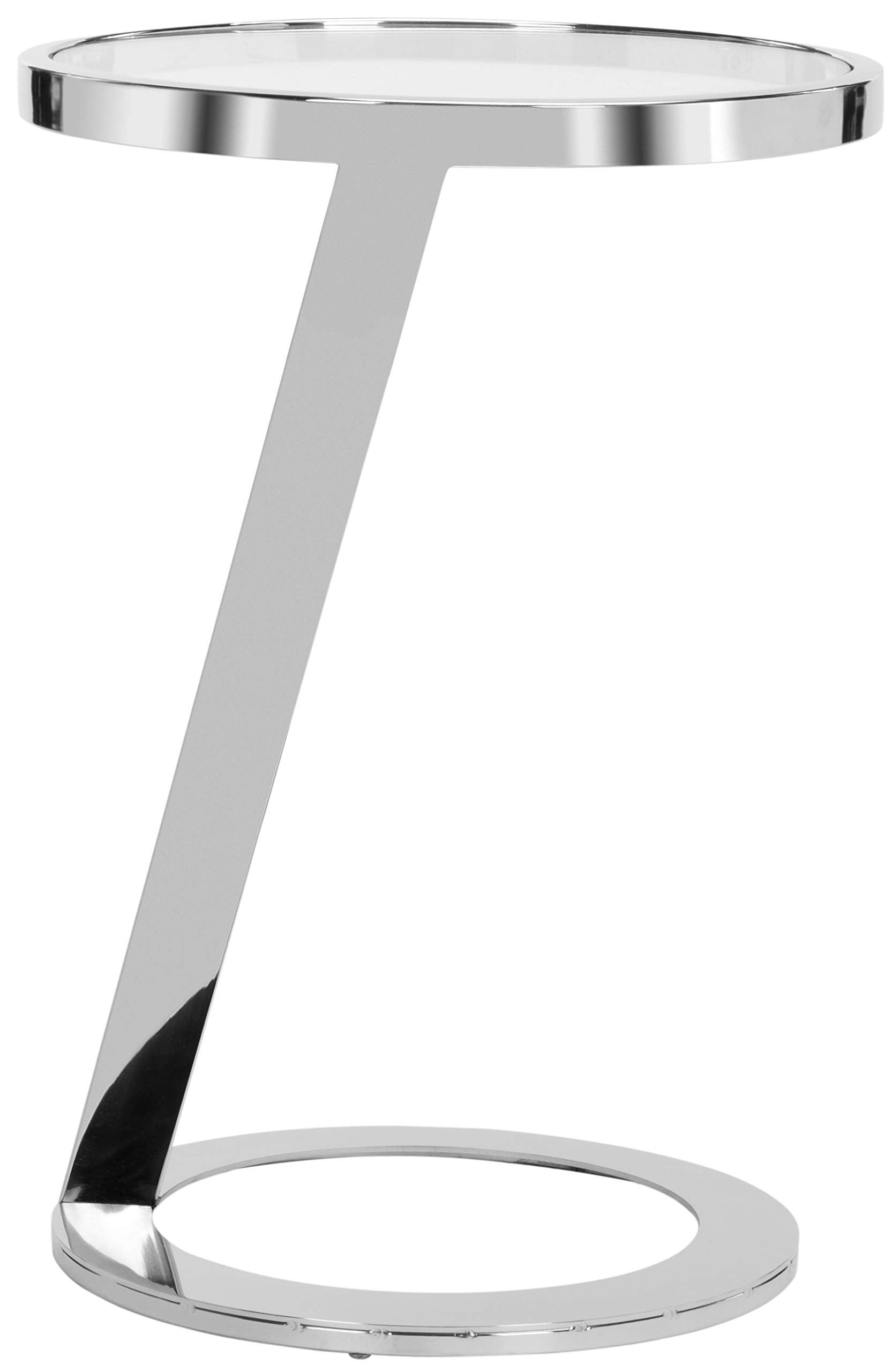 Safavieh Couture Home Mariana Chrome Stainless Steel Glass Top End Table - Modern Side Table for Living Room, Bedroom & Office Decor