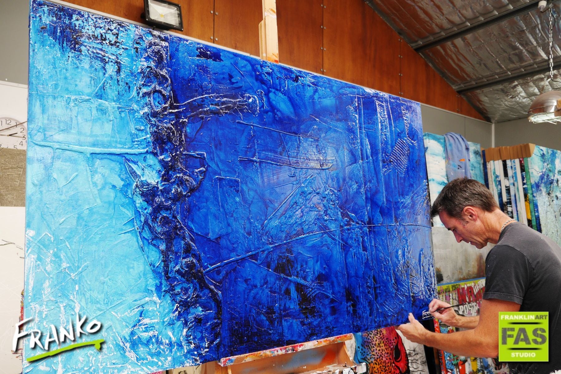 Light and Blue 160cm x 100cm Abstract Canvas Wall Art - Modern Blue Painting for Living Room, Bedroom & Office Decor