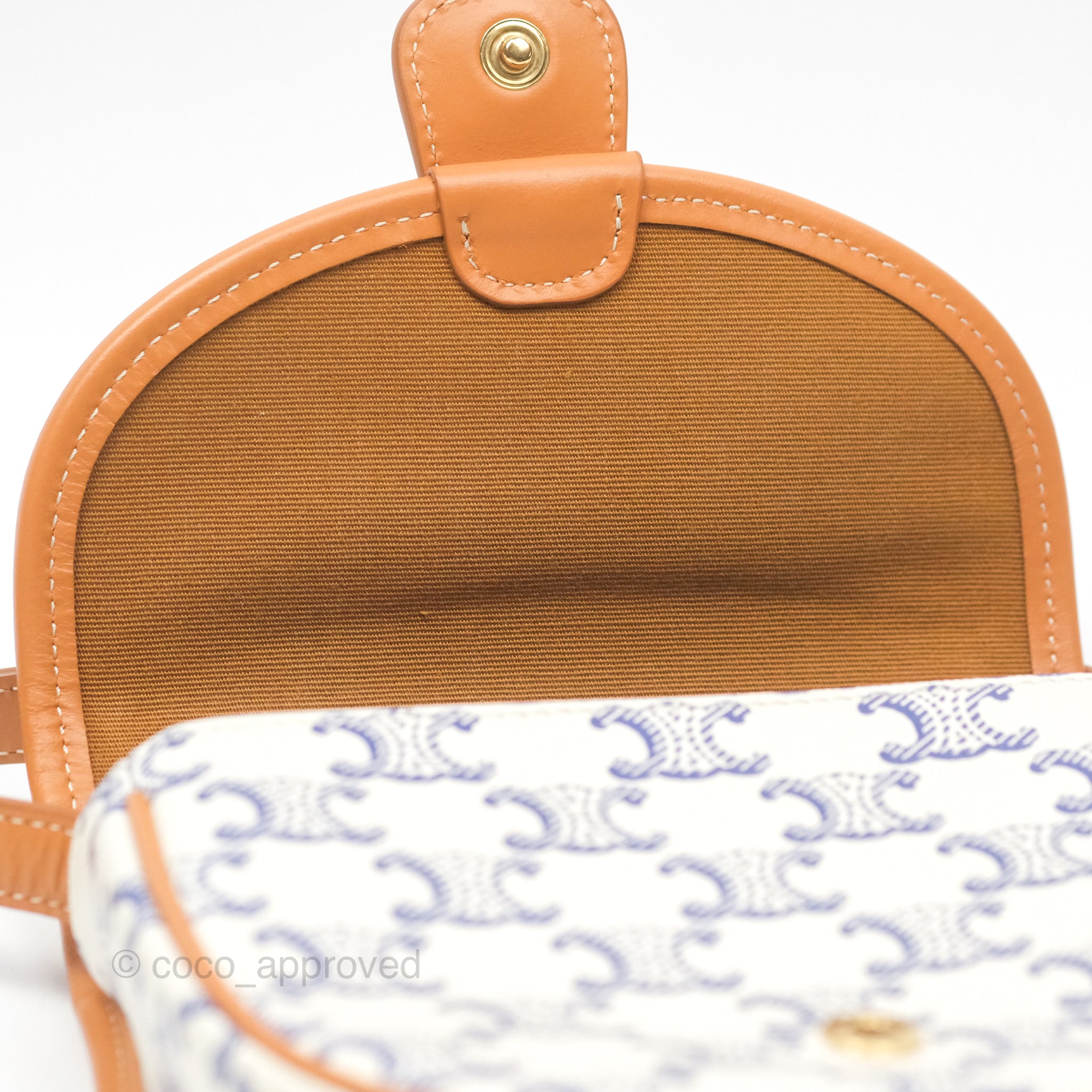 Celine Mini Besace Triomphe Embroidery Calfskin Crossbody Bag in White & Blue - Perfect for Everyday Use, Date Nights & Travel Accessories