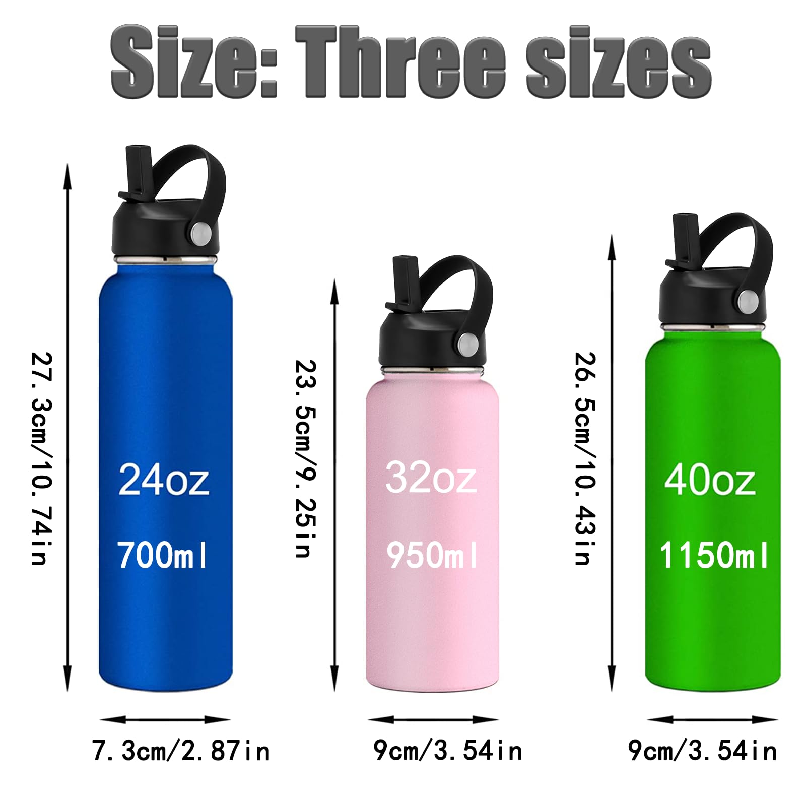 Custom Stainless Steel Personalized Water Bottle 24oz with Straw Lid - Insulated Engraved Name Water Bottle for Women, Men, Girls & Boys - Perfect for School, Sports, Gym & Outdoor Activities