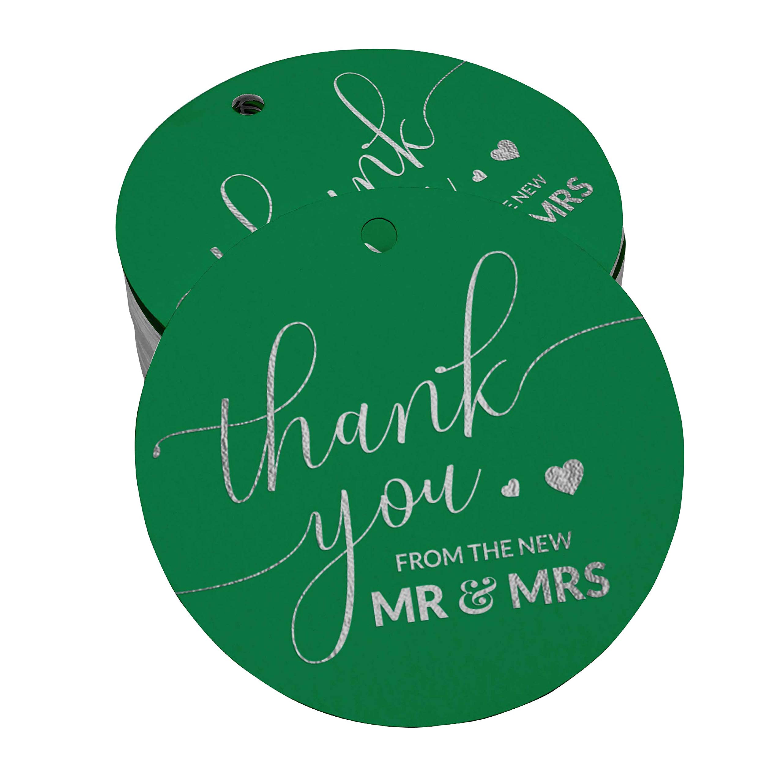 100pcs Real Silver Foil Wedding Thank You Tags - Elegant Favor Hang Tags for Bridal Shower, Anniversary & Special Events (2.5
