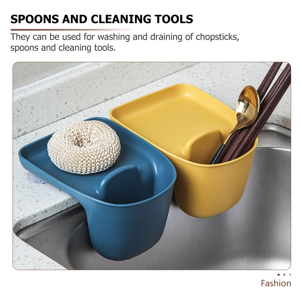 Cabilock 2-Pack Stainless Steel Sink Drainer Basket - Kitchen Sink Drain Rack & Storage Container for Dishes, Utensils, Sponges - Perfect for Draining, Organizing, and Drying in Household & Commercial Kitchens