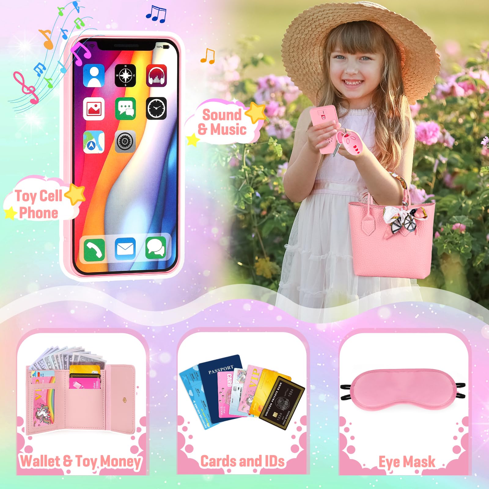 35PCS Little Girl Purse Toy Set for Toddlers Age 2-6 - Pretend Makeup Play Purse with Princess Accessories | Birthday Gift for 2 3 4 5 6 Year Old Girls (Pink) | Perfect for Role Play, Dress-Up & Pretend Play at Home or Parties