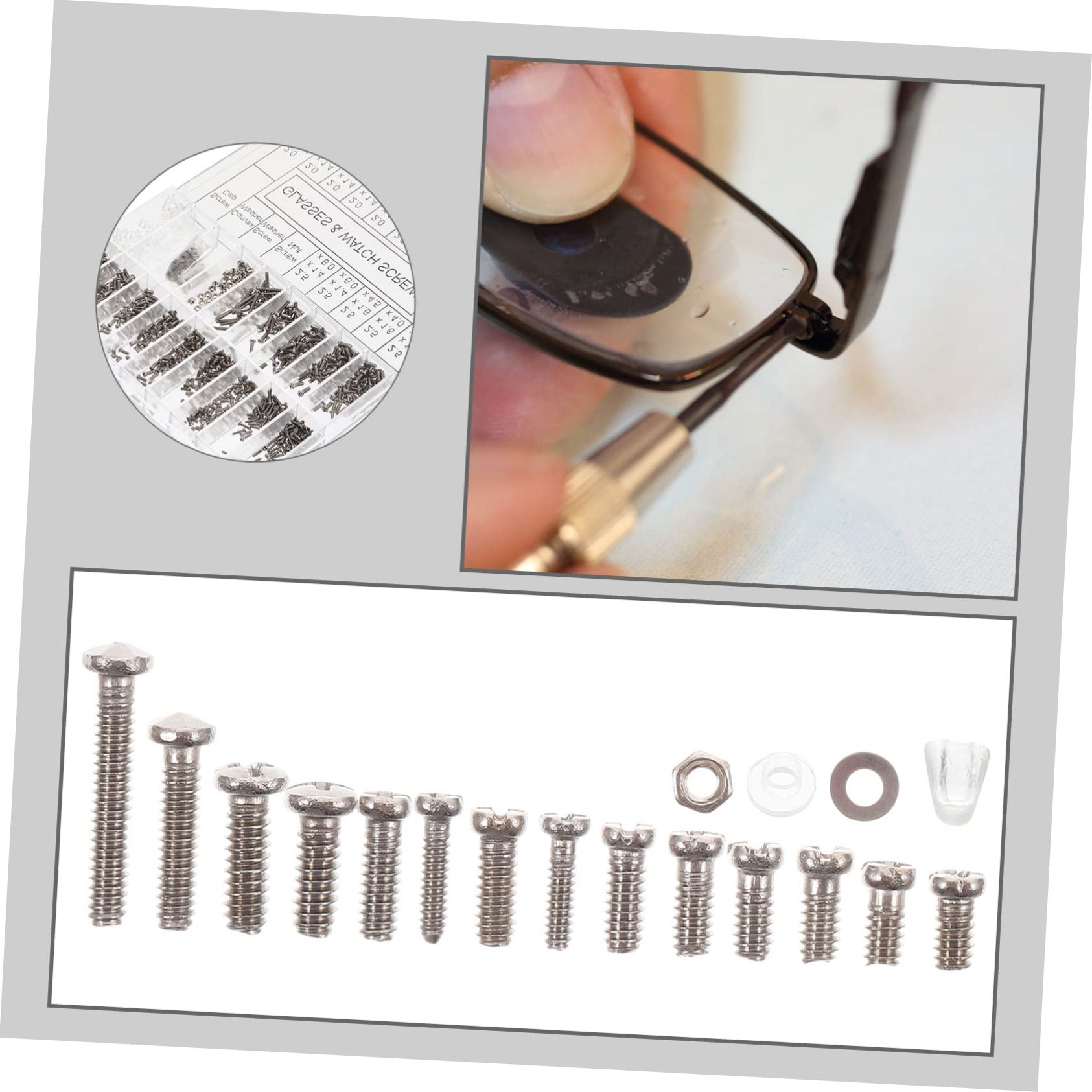 SOLUSTRE 1 Set Glasses Repair Kit - Includes Screws, Nose Pads, Sunglass Accessories & Metal Repair Tools - Perfect for Fixing Broken Eyeglass Frames, Adjusting Nose Pads & Sunglass Maintenance at Home or On-the-Go