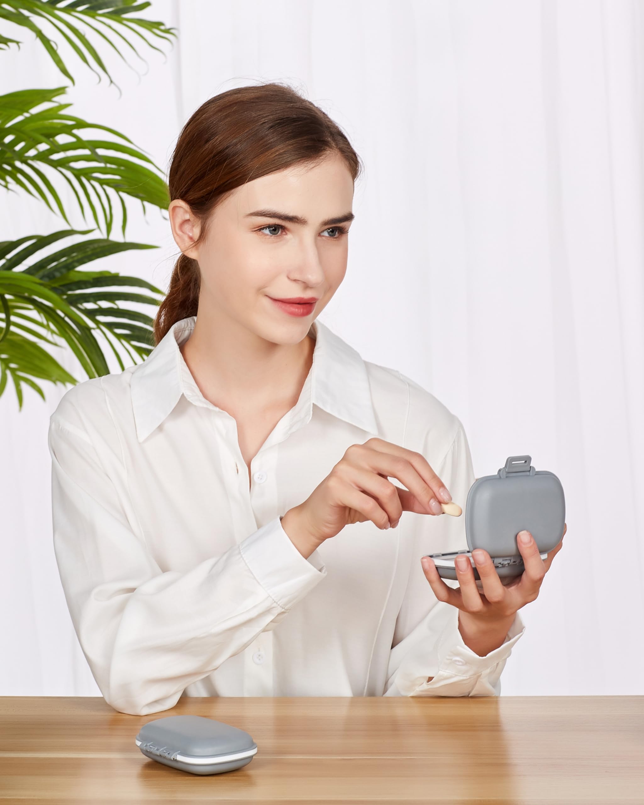 Holii 8-Compartment Travel Pill Organizer - Portable Daily Pill Case for Vitamins & Medication - Compact Medicine Container for Purse, Pocket & On-The-Go Use (Gray) | Perfect for Travel, Work & Daily Health Routine