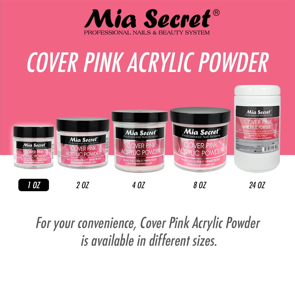 Mia Secret Cover Pink Acrylic Powder 2oz - Professional Nail Extension & Repair Kit for Salon & Home Manicures