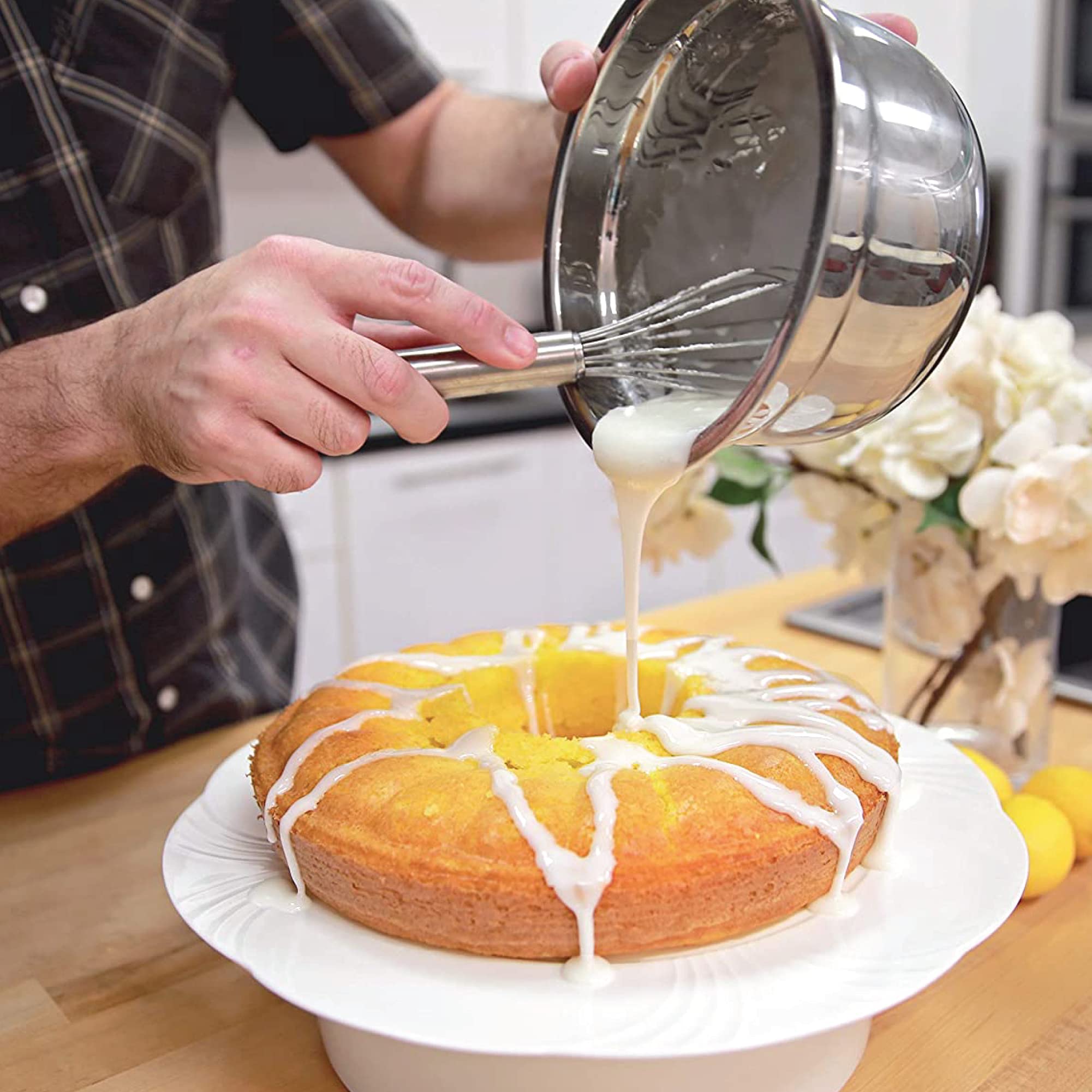 Premium Stainless Steel Kitchen Whisk - 10 Inch Silver Metal Egg Beater for Baking, Mixing Batter & Dough - Ideal for Home Bakers & Professional Chefs - Perfect for Cakes, Cookies, Pancakes & More