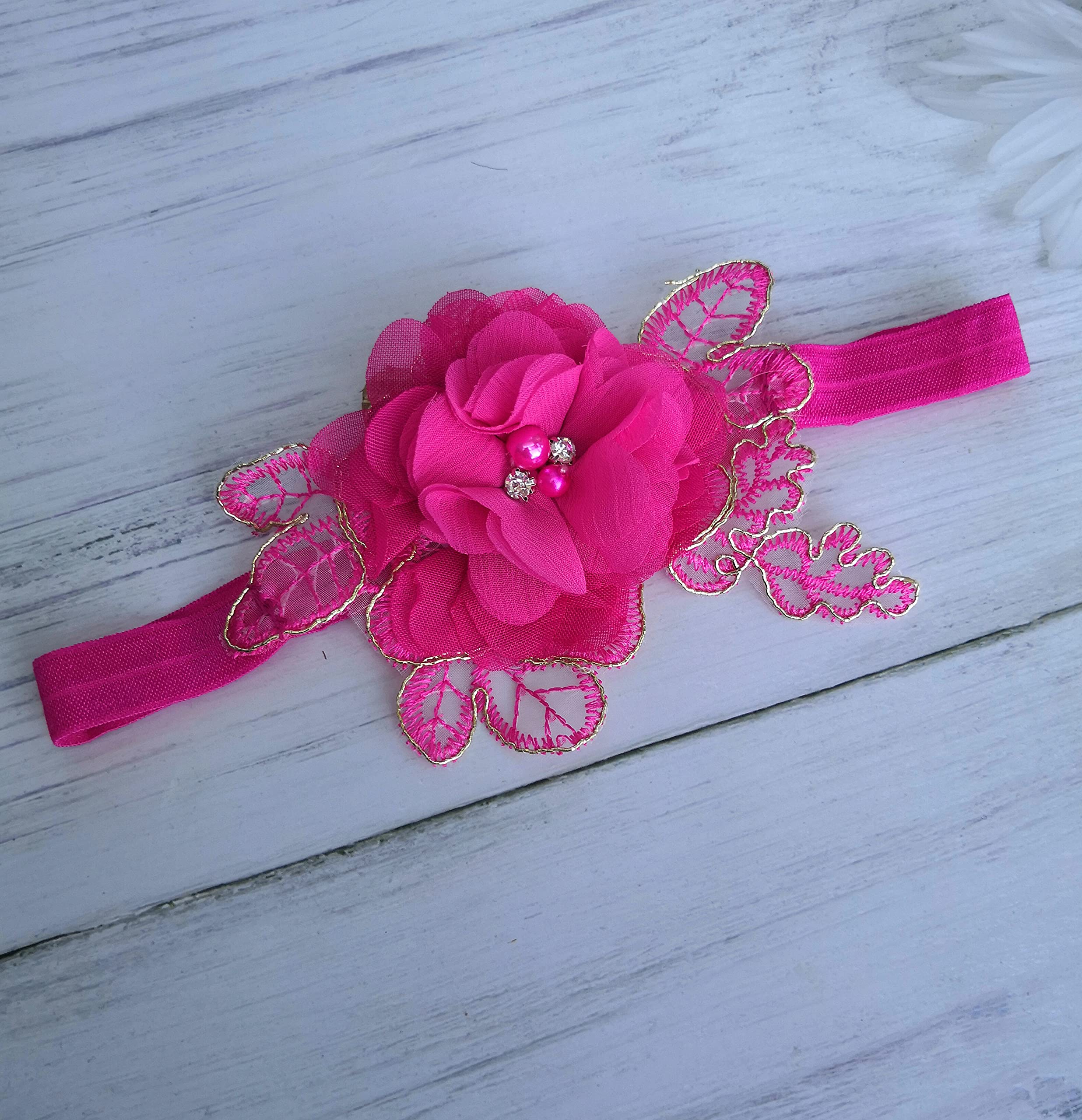Elegant Wedding Garter for Bride - Pearl Embellished Bridal Garter Set, Single Garter for Weddings, Halloween & Special Occasions (Hot Pink) - Perfect for Bridal Showers, Bachelorette Parties & Photo Shoots