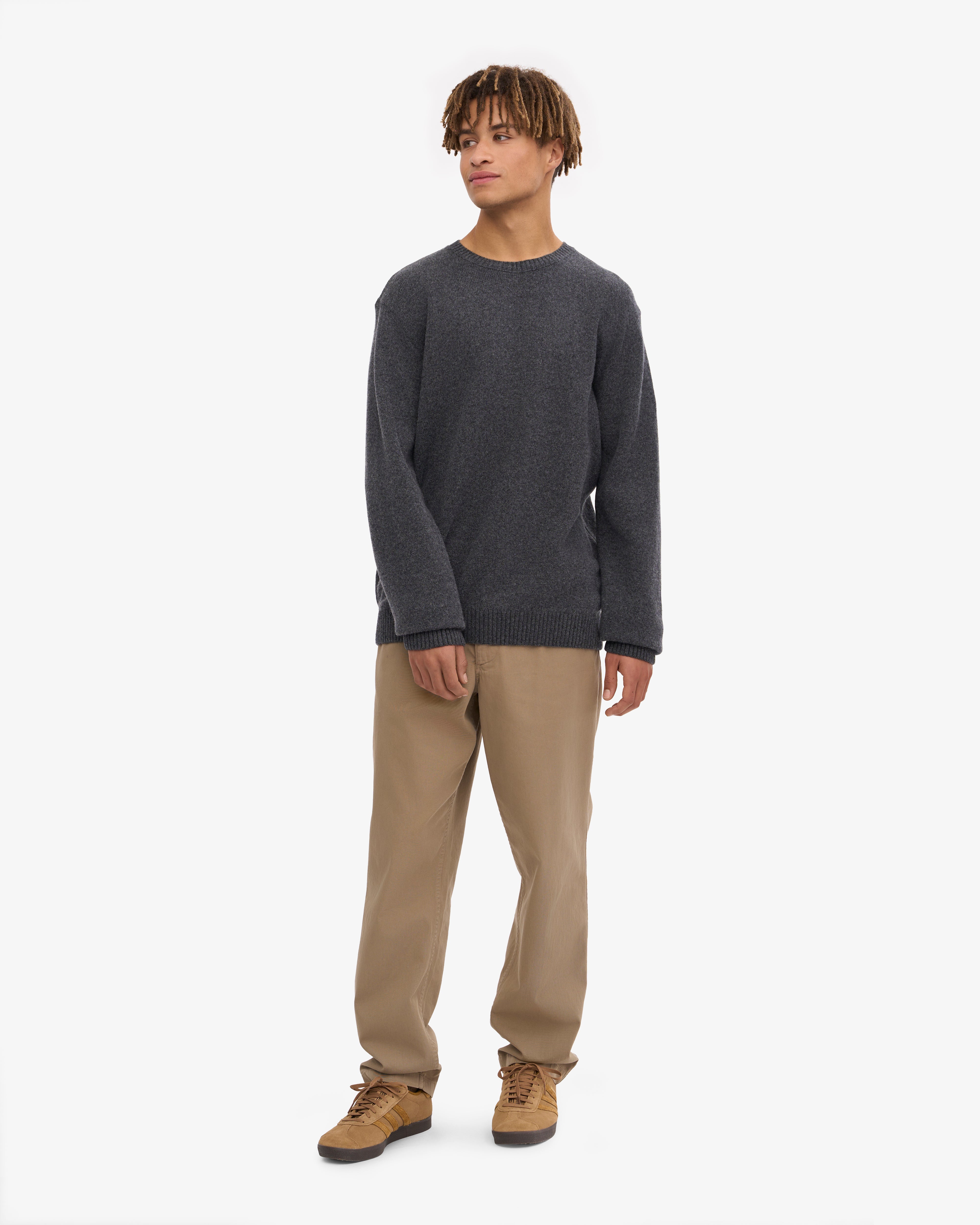 Premium Classic Merino Wool Crew Neck Sweater for Men & Women - Soft Thermal Winter Pullover in Lava Grey - Perfect for Outdoor Activities, Travel & Casual Wear