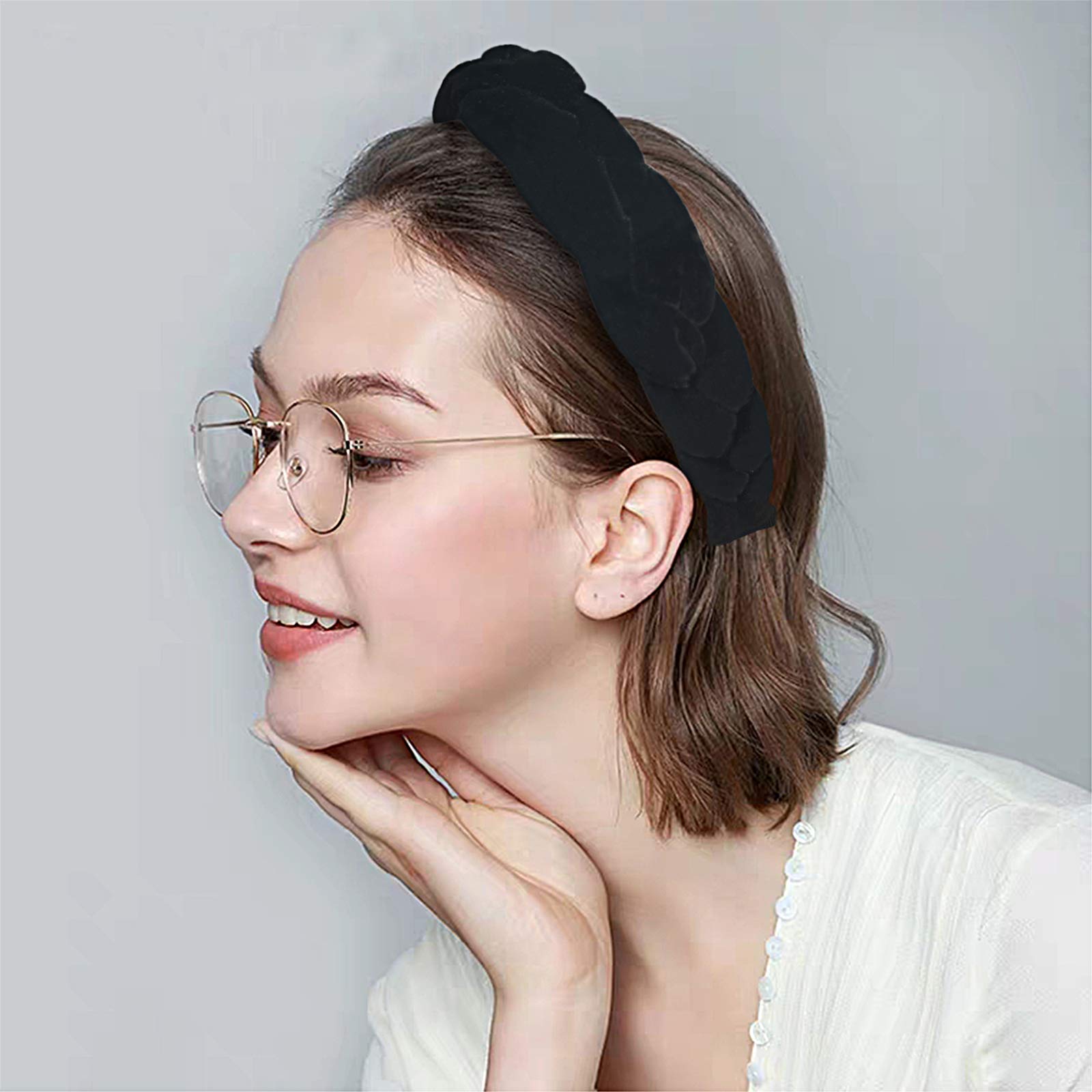Women's Velvet Braided Headbands - Criss Cross Fashion Hair Accessories for Women (Black) | Perfect for Work, Parties & Everyday Style